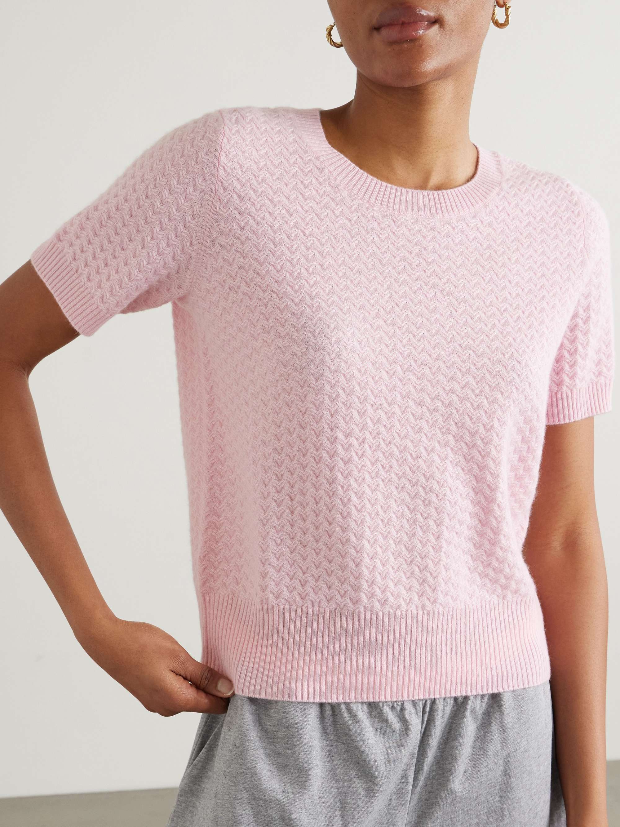 Antibes textured-knit organic cashmere top view