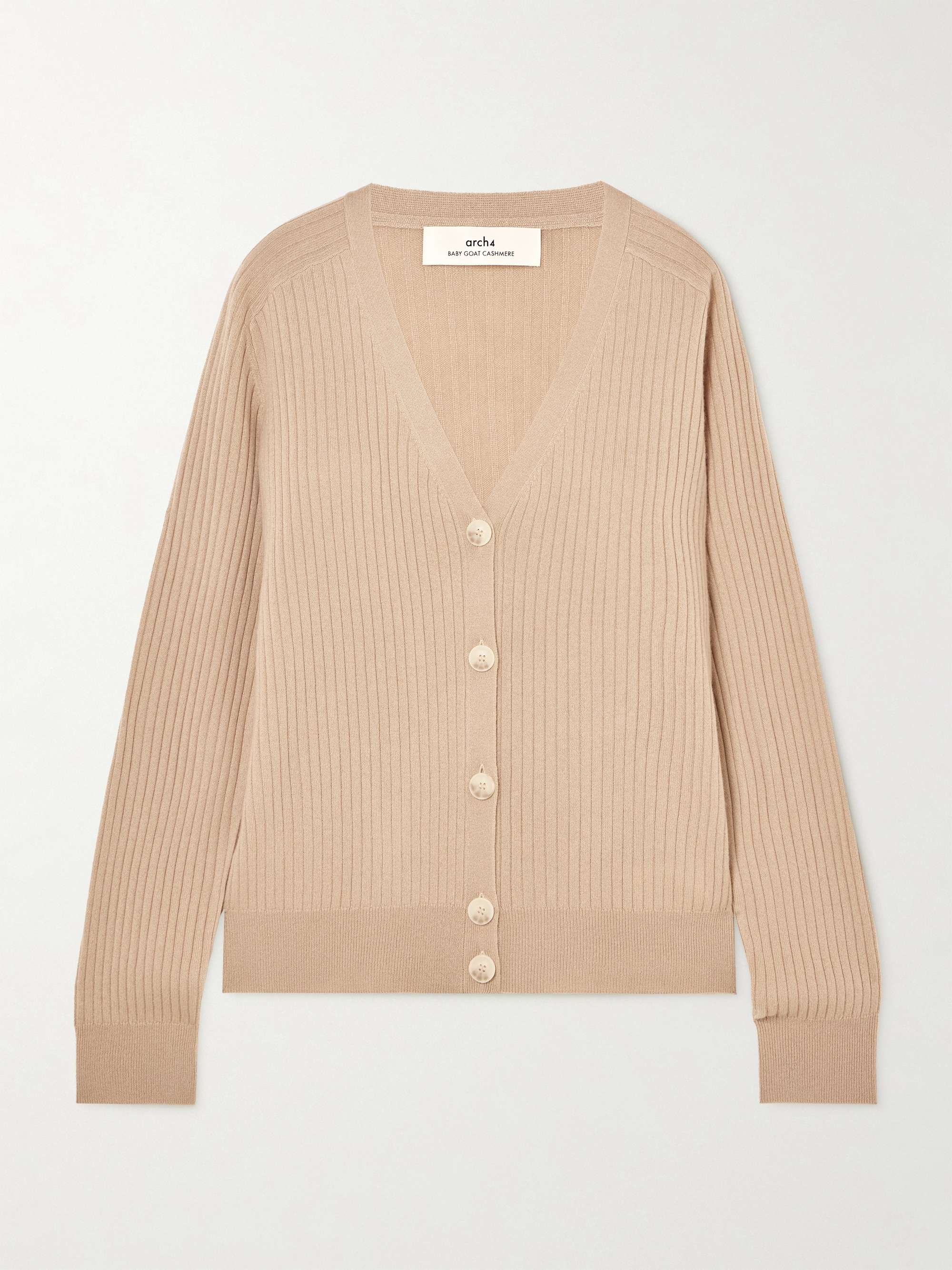Oriane ribbed organic cashmere cardigan view