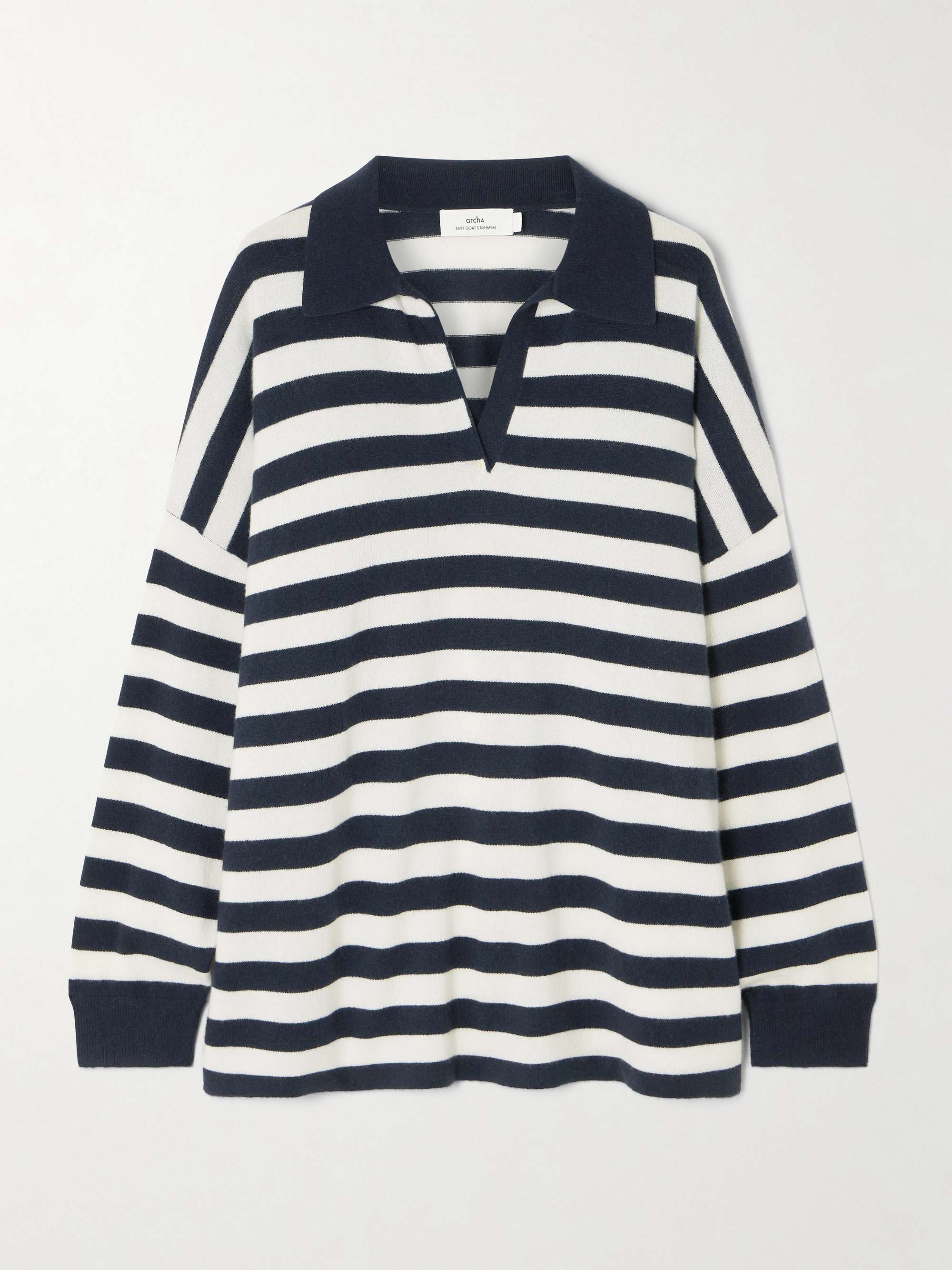Victoria oversized striped cashmere polo sweater view