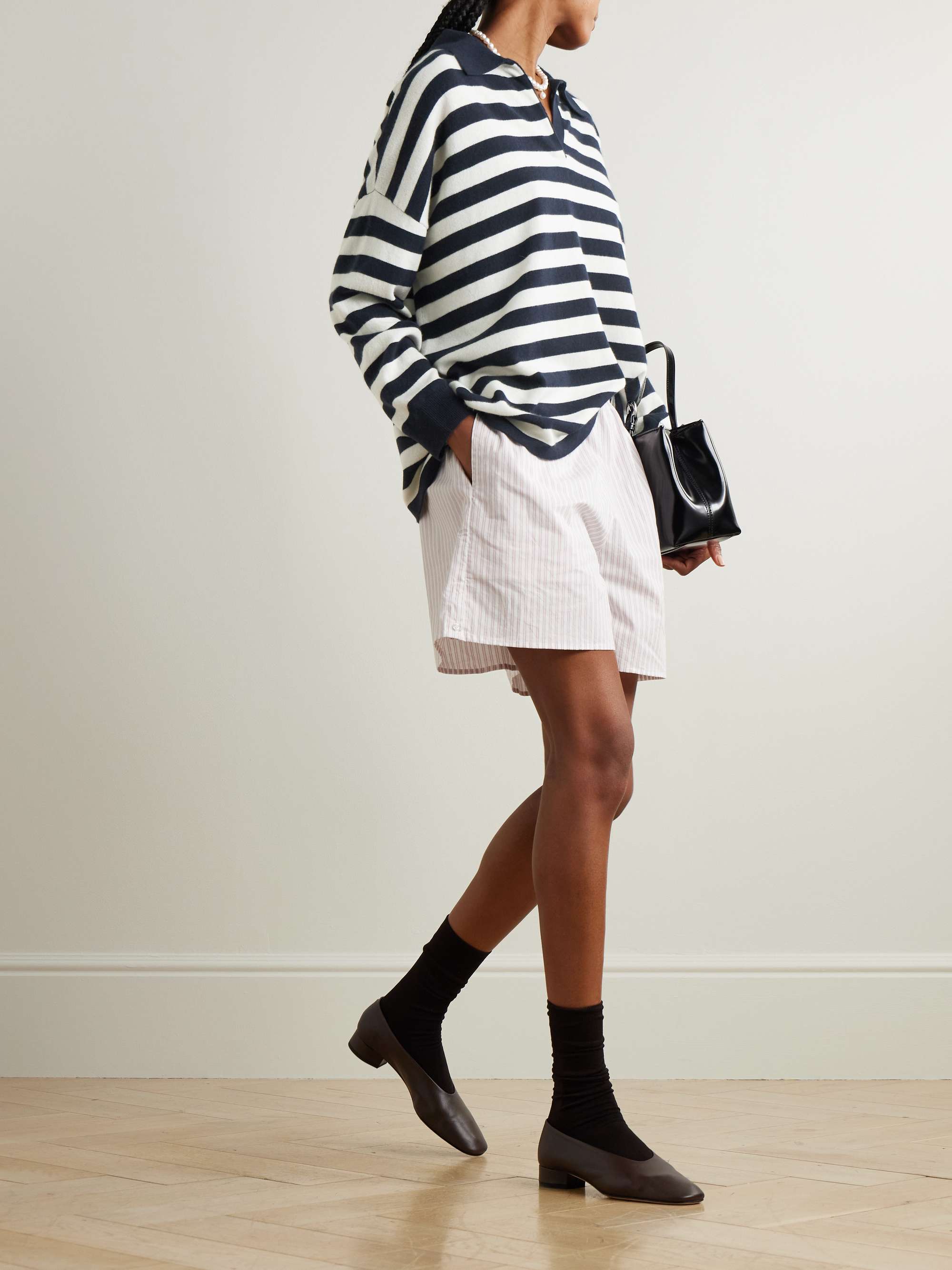 Victoria oversized striped cashmere polo sweater view