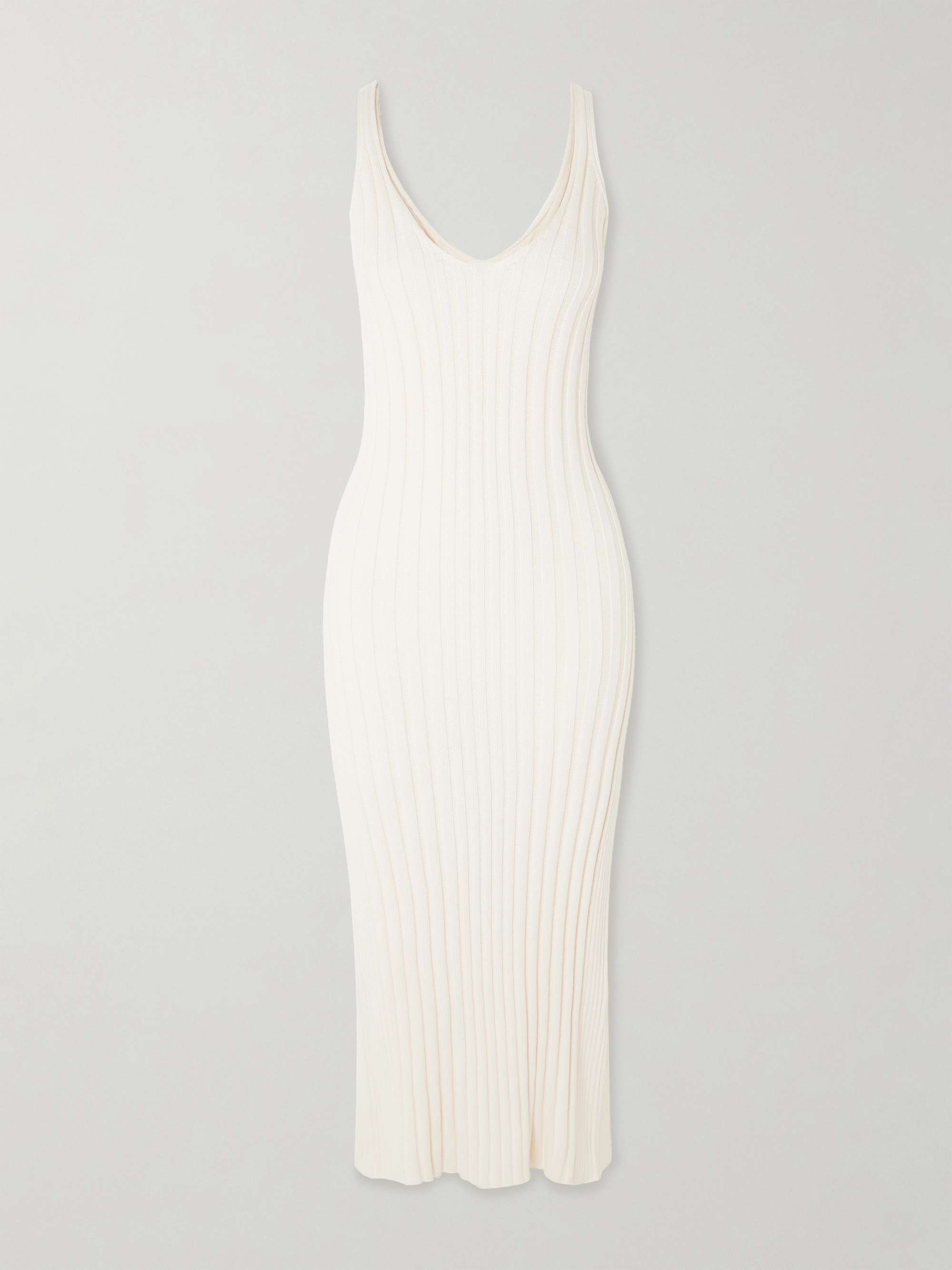 Tenby ribbed cotton, silk and cashmere-blend midi dress view
