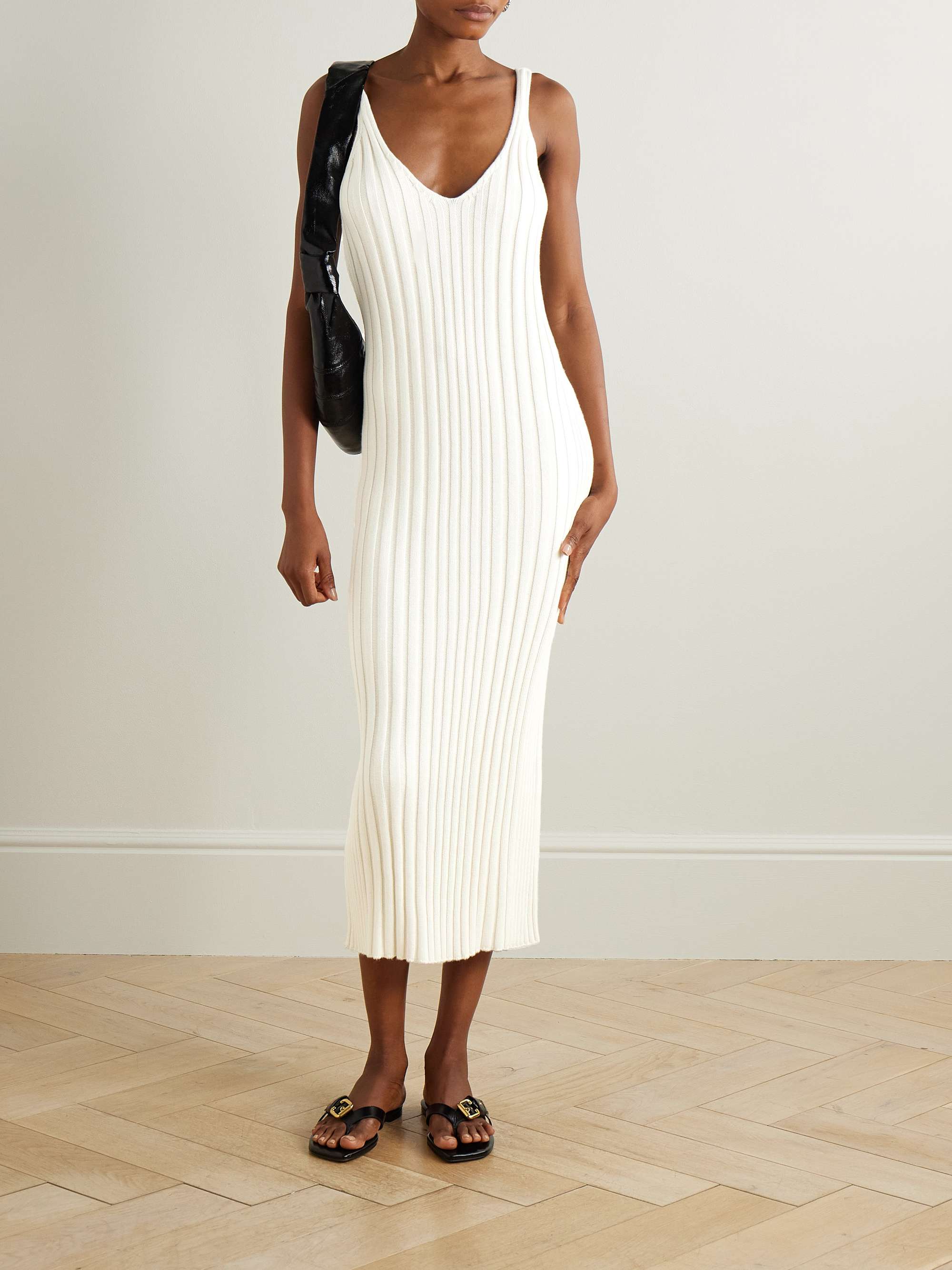 Tenby ribbed cotton, silk and cashmere-blend midi dress view