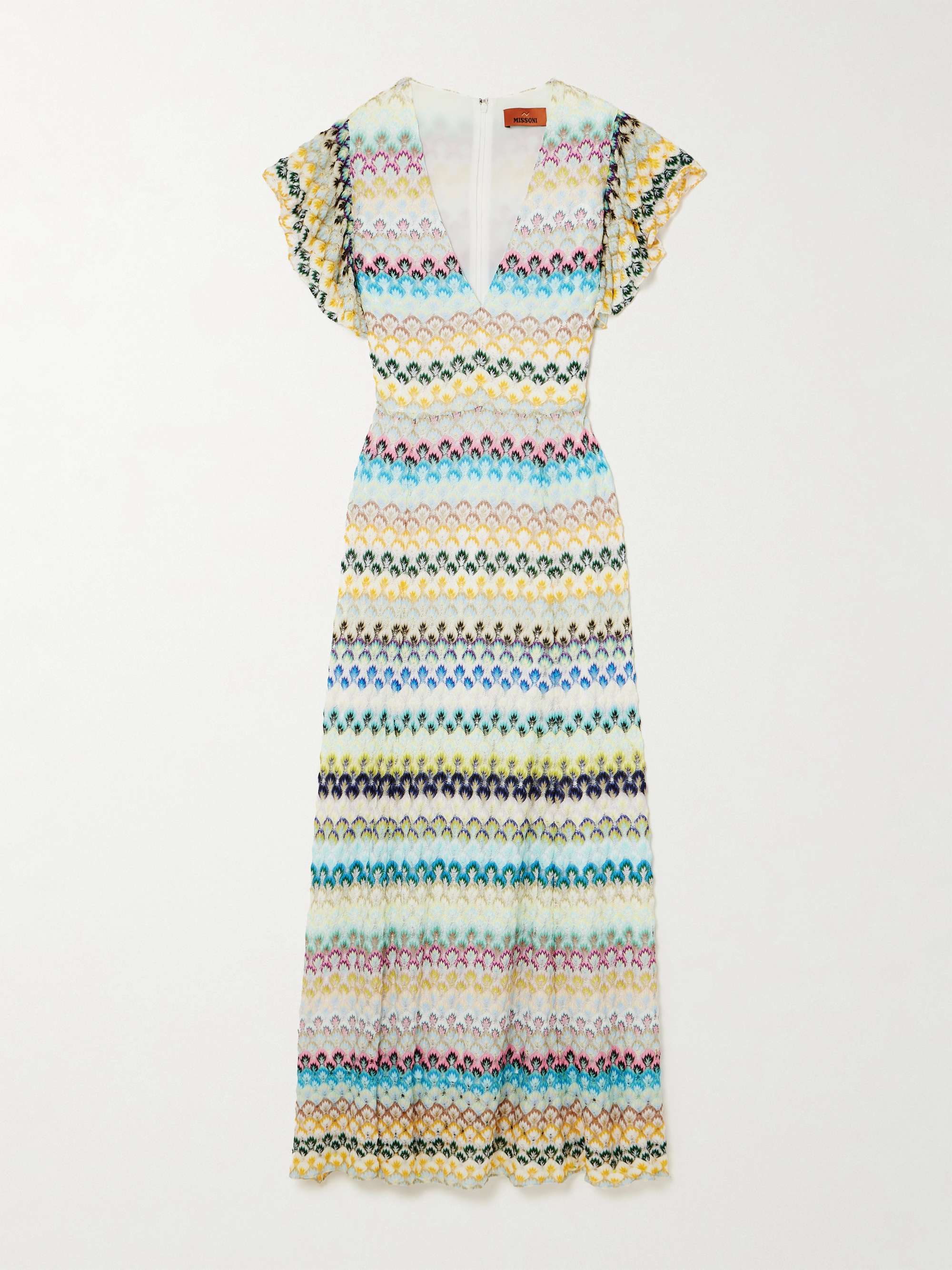 Ruffled crochet-knit maxi dress view