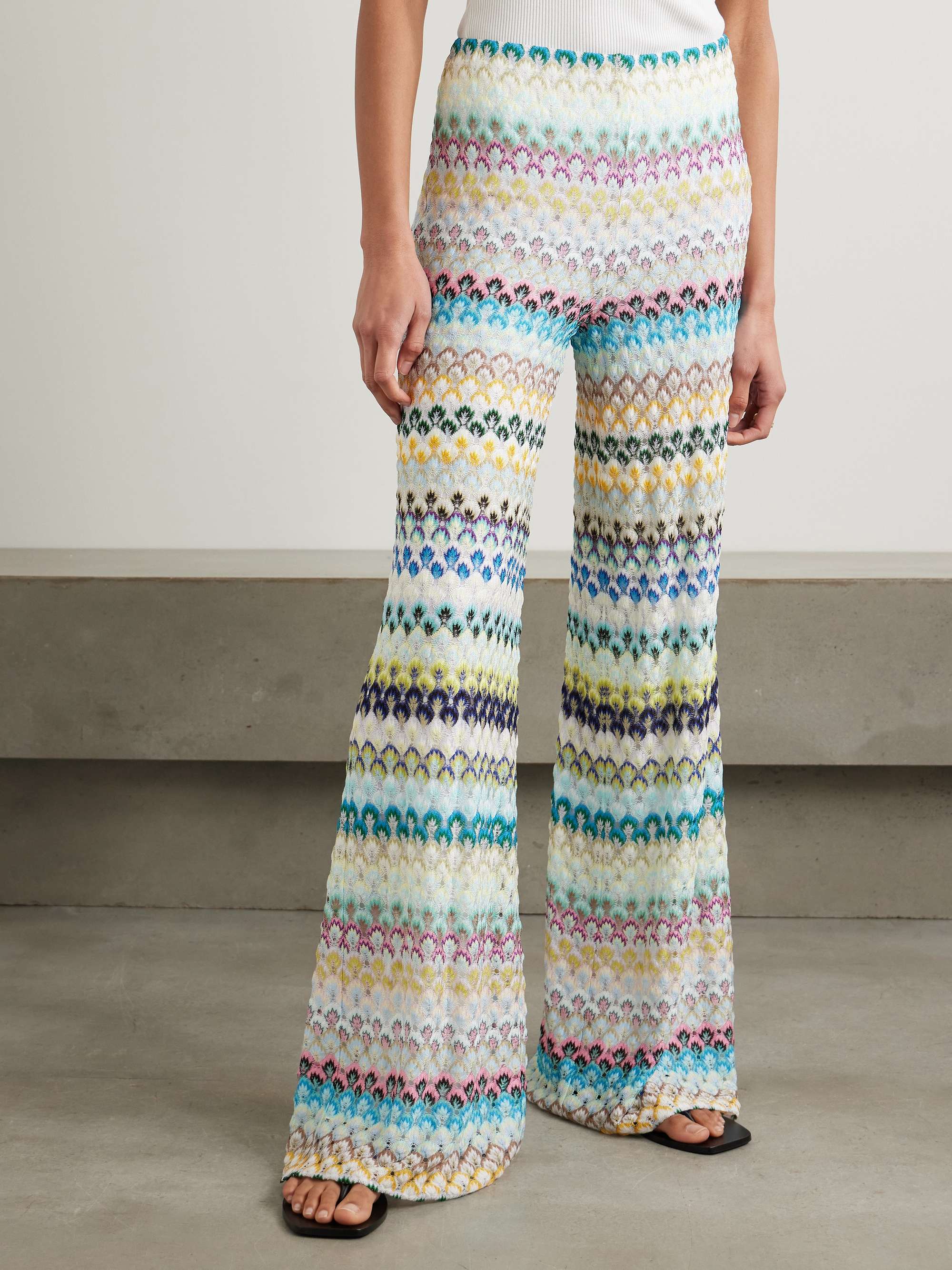 Crochet-knit wide-leg pants view