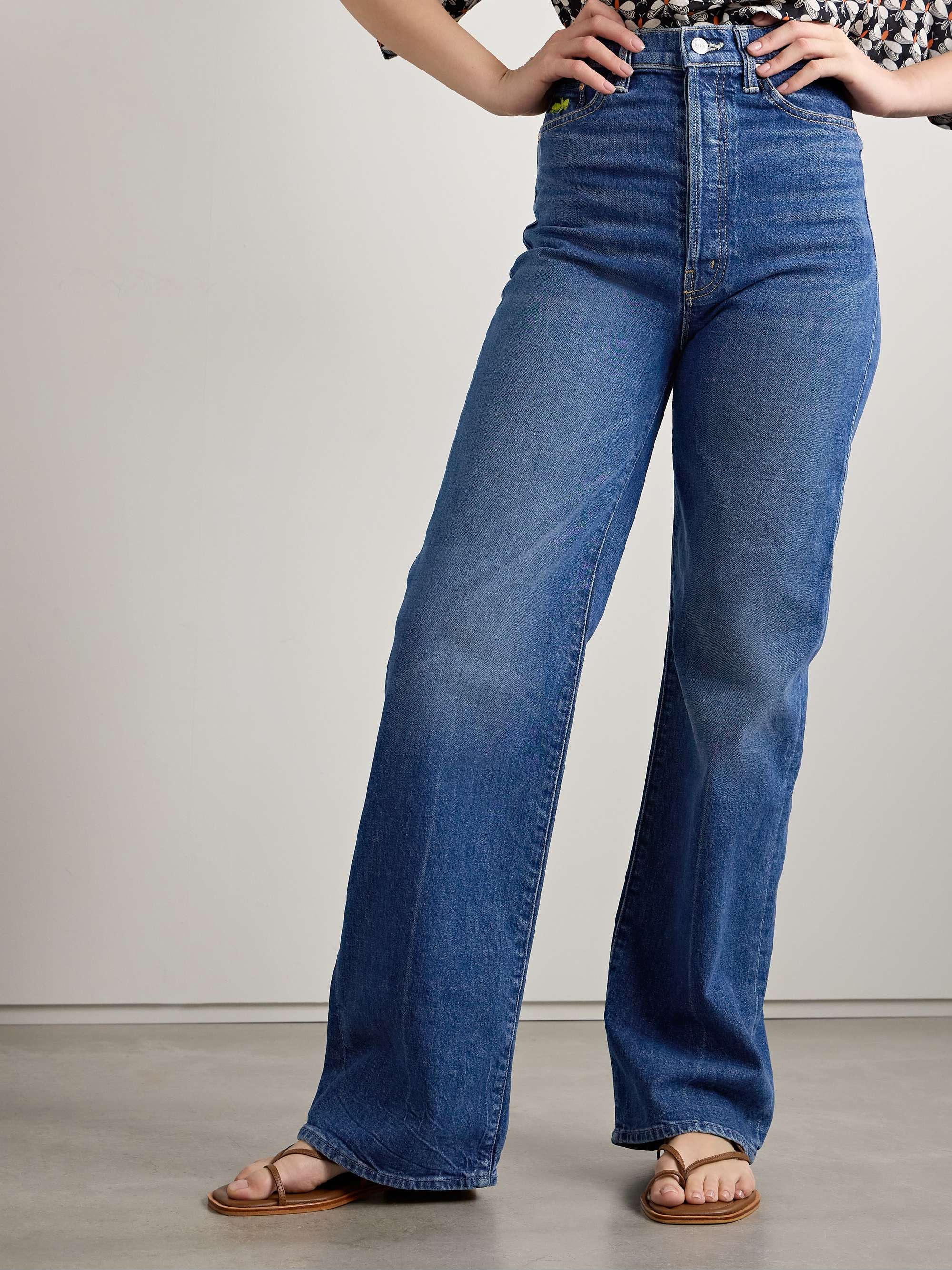 + La DoubleJ The Tune Up Maven Sneak embroidered high-rise straight-leg jeans view