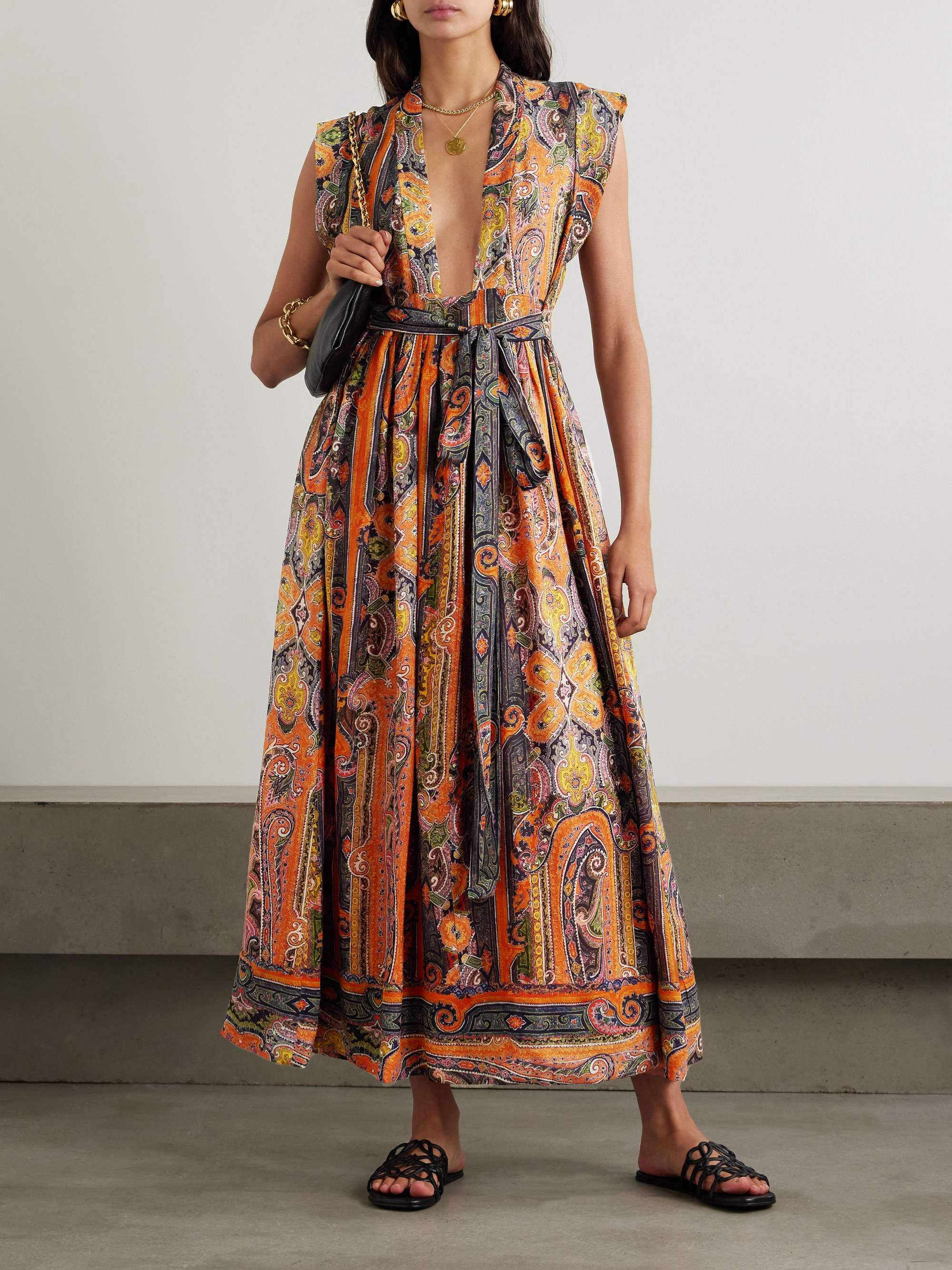 Melissa belted paisley-print silk maxi dress view