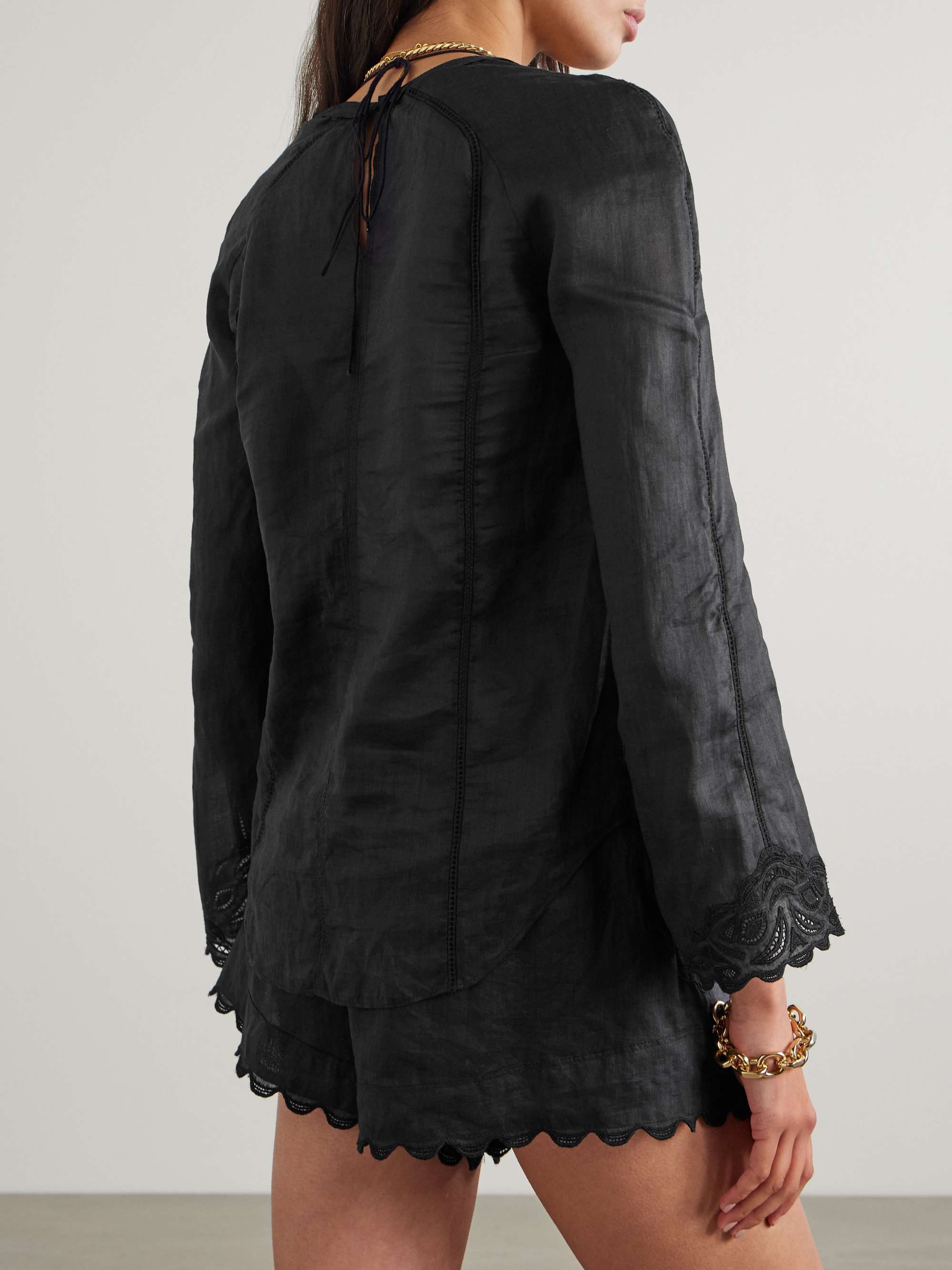 Luna broderie anglaise ramie blouse view