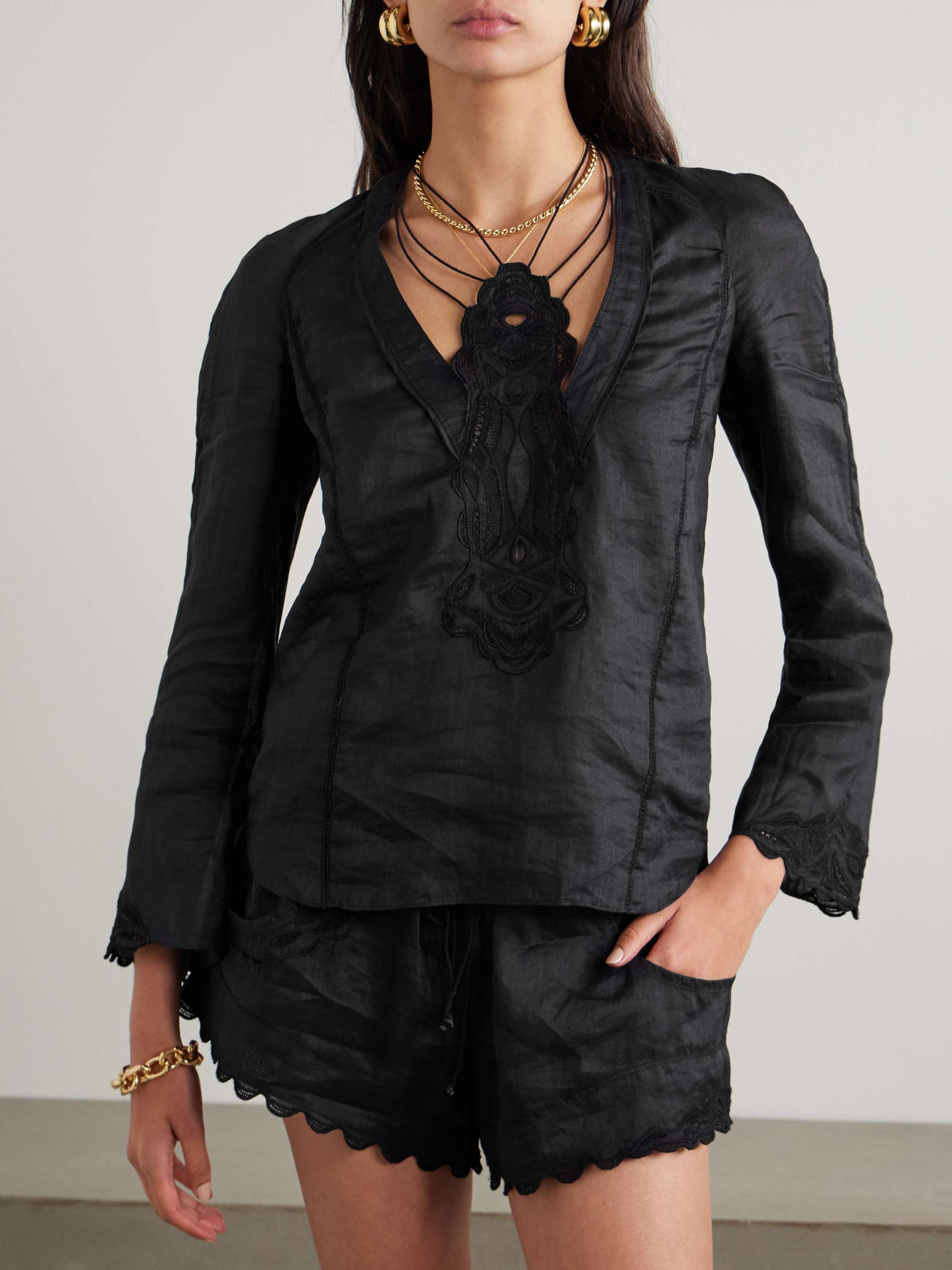 Luna broderie anglaise ramie blouse view