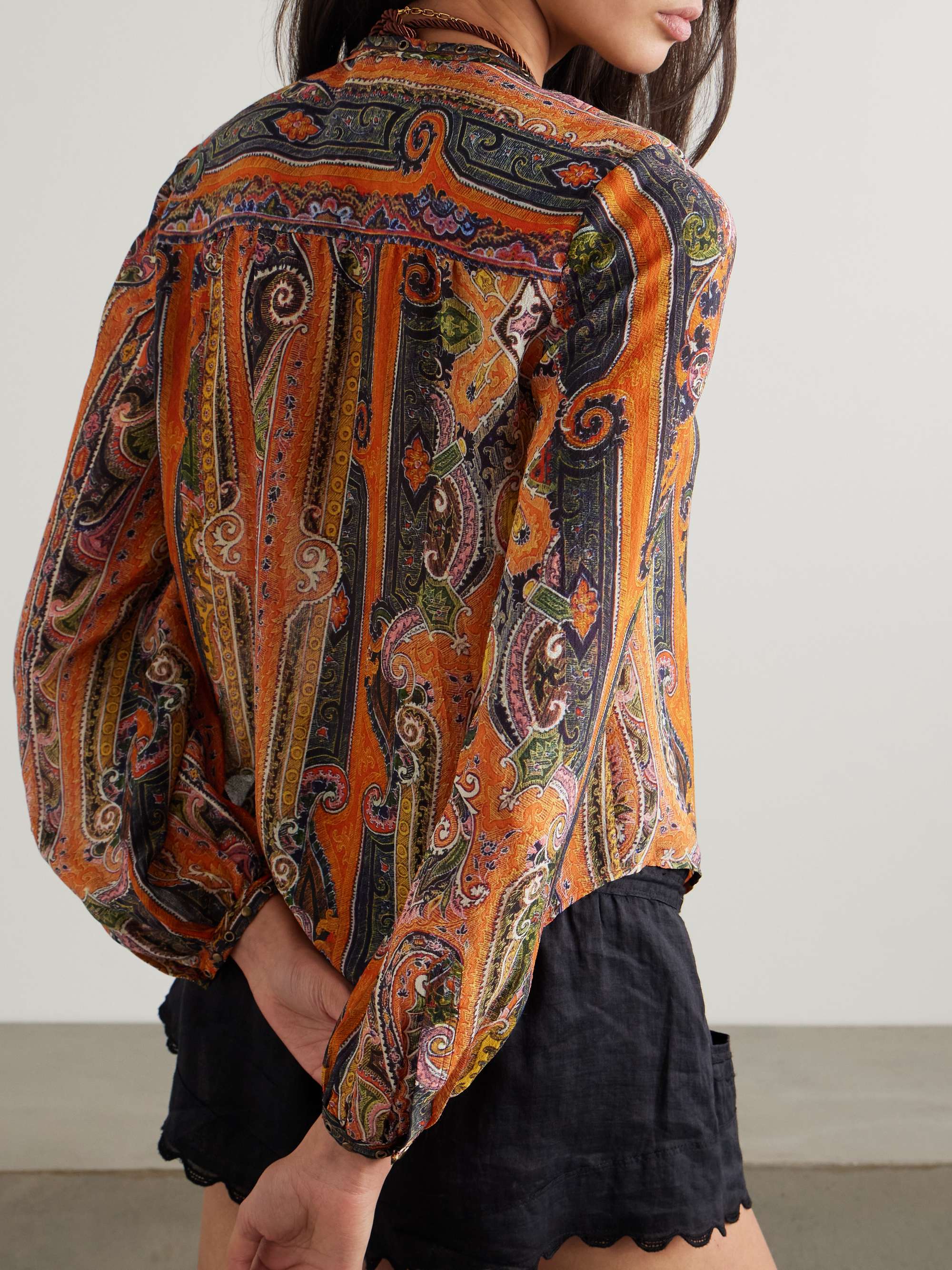 May embellished paisley-print silk-georgette blouse view