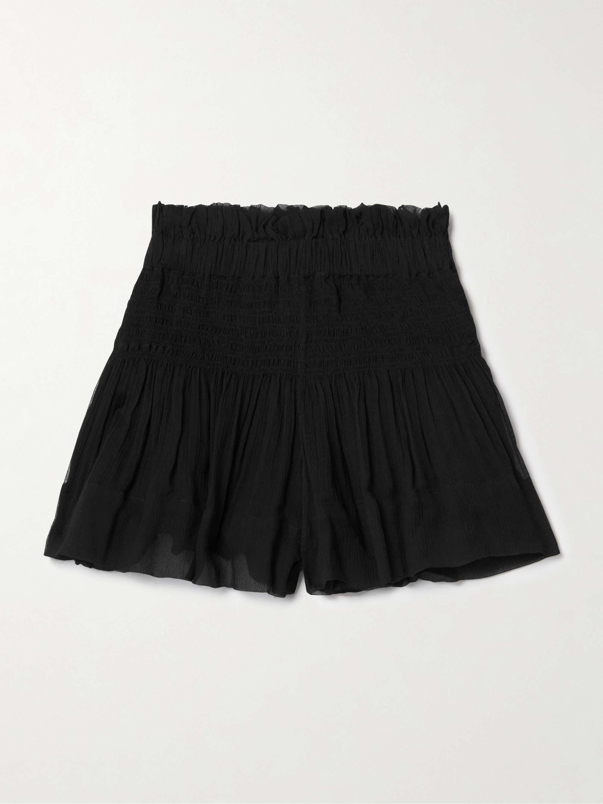Maelly shirred silk-crepon shorts view