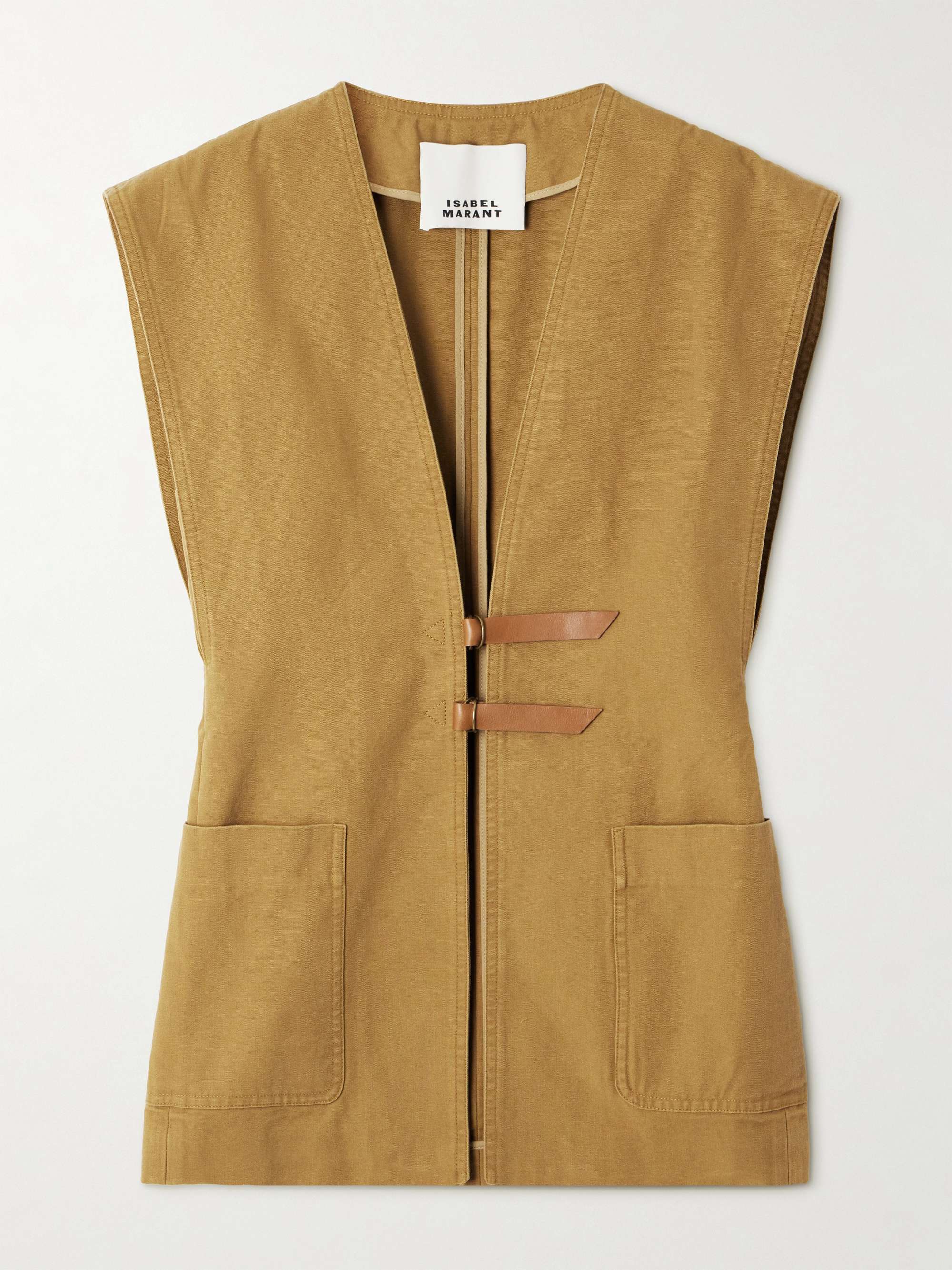 Falila leather-trimmed cotton-canvas vest view