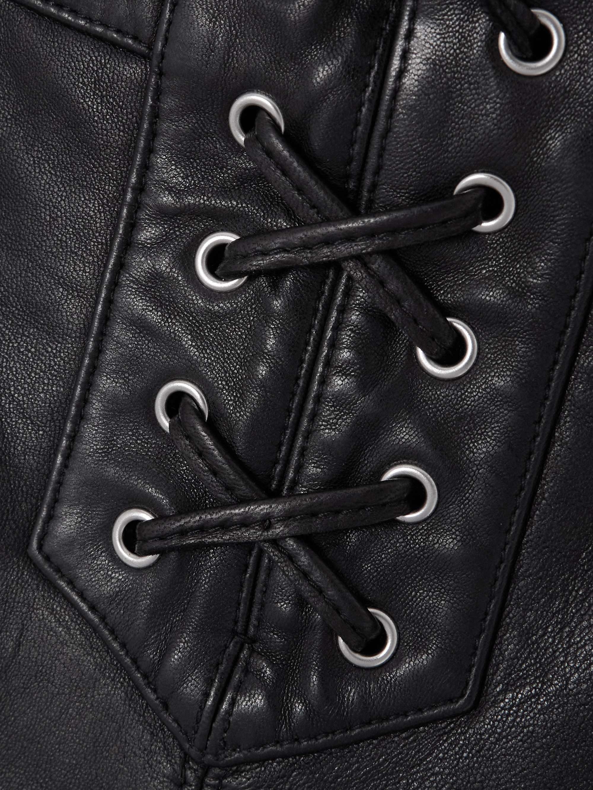Vanel lace-up leather straight-leg pants view