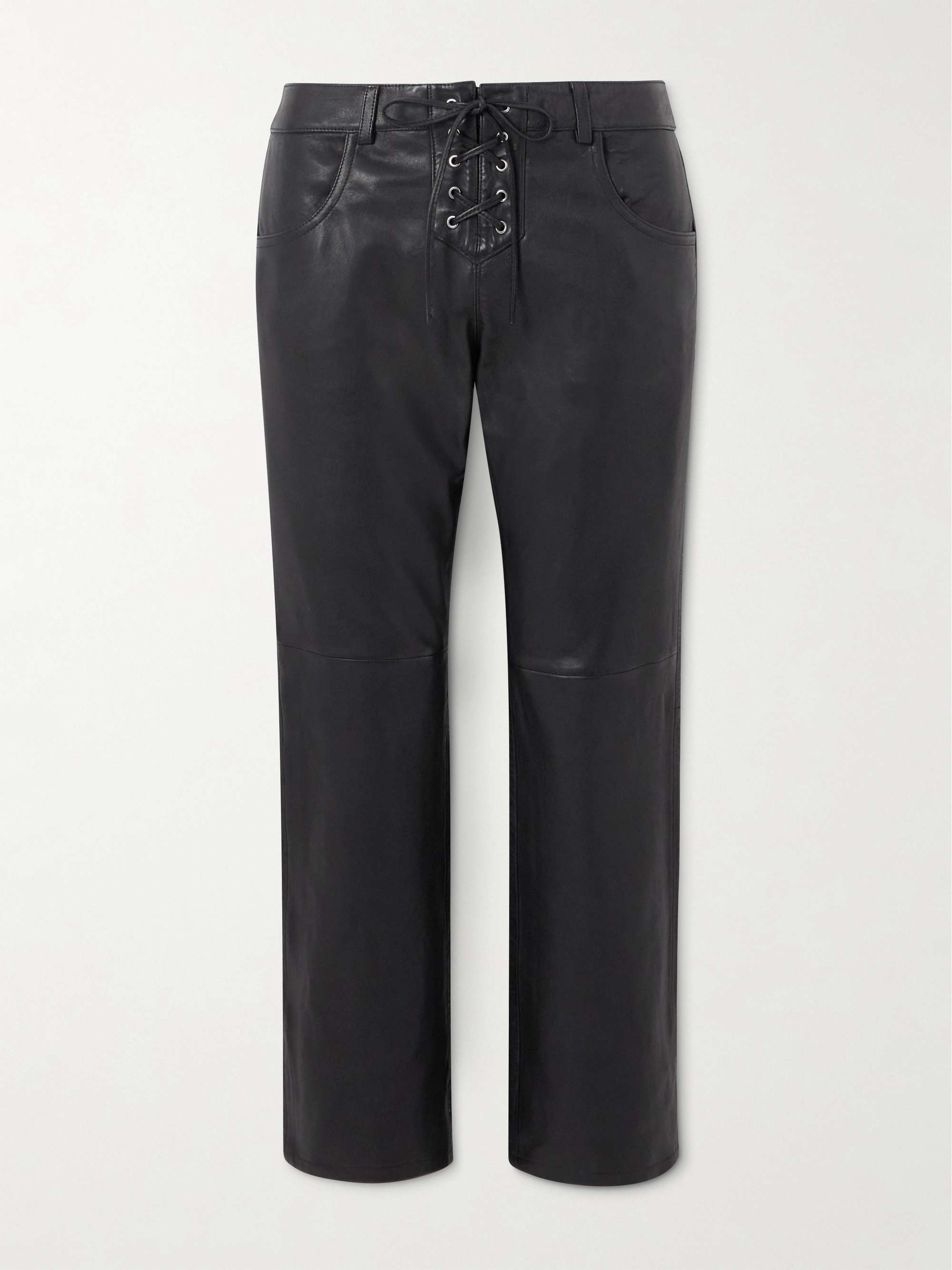 Vanel lace-up leather straight-leg pants view
