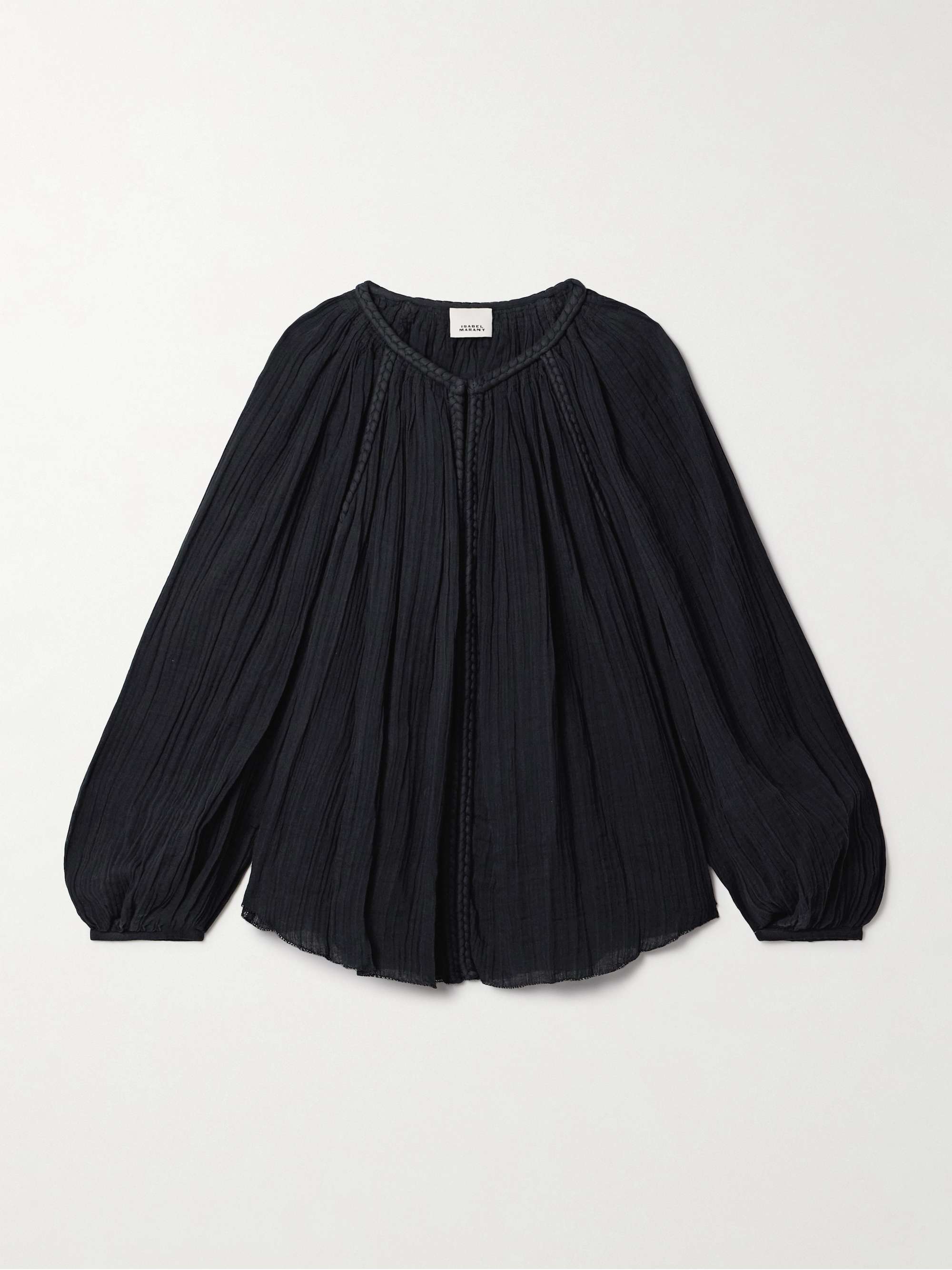 Jenna gathered organic cotton-gauze blouse view