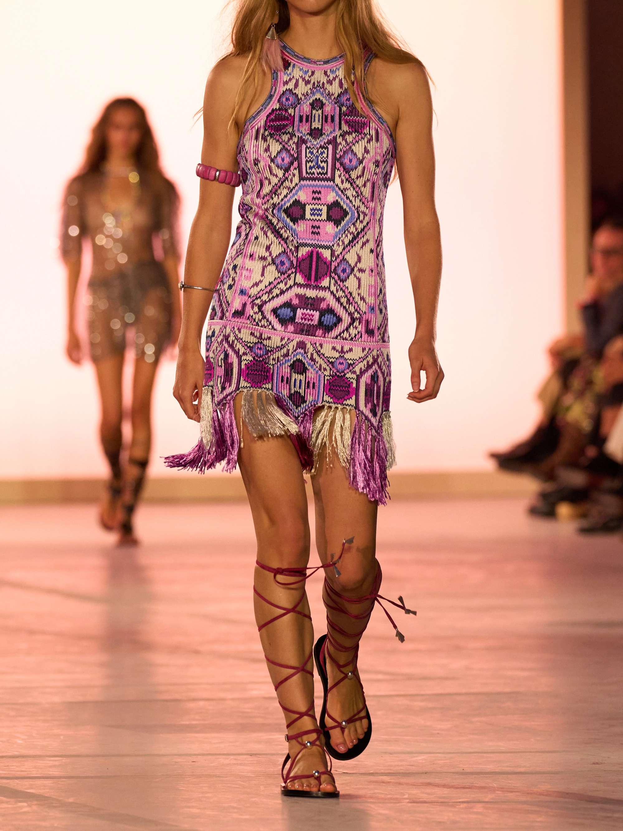 Yasmine fringed embellished embroidered silk mini dress view