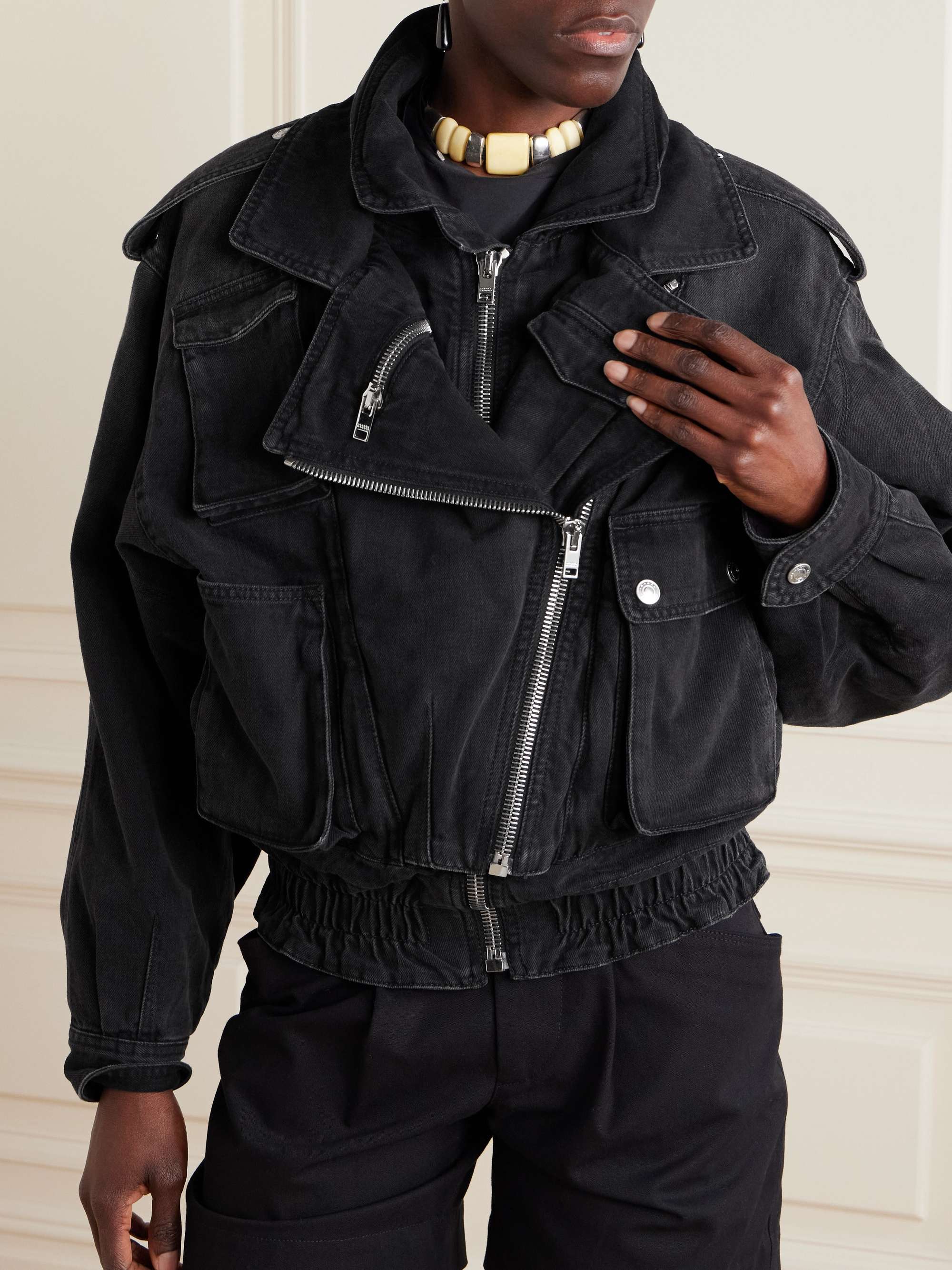 Aneli layered denim jacket view