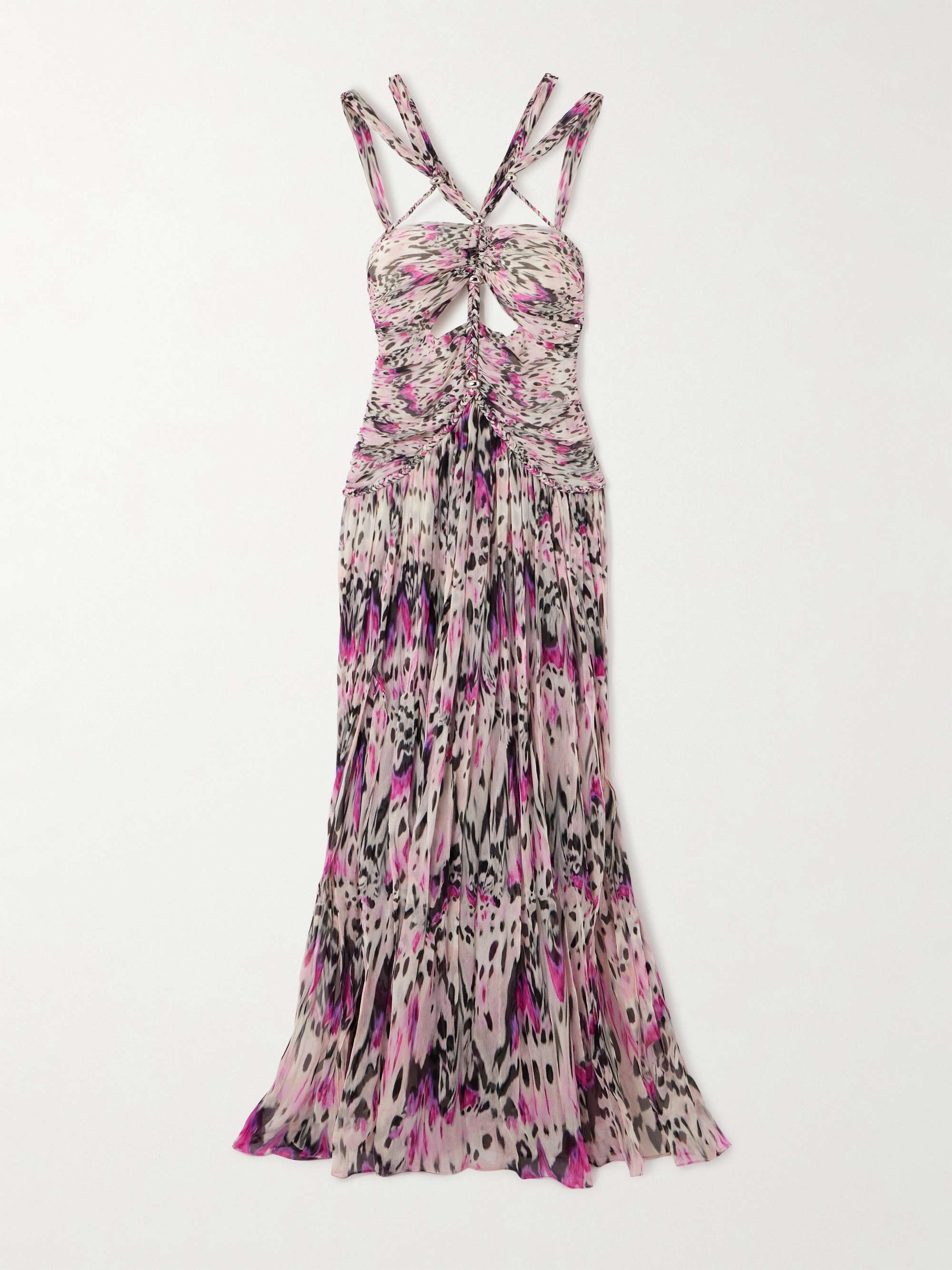 Rafael cutout embellished braided printed silk-crepon maxi dress view