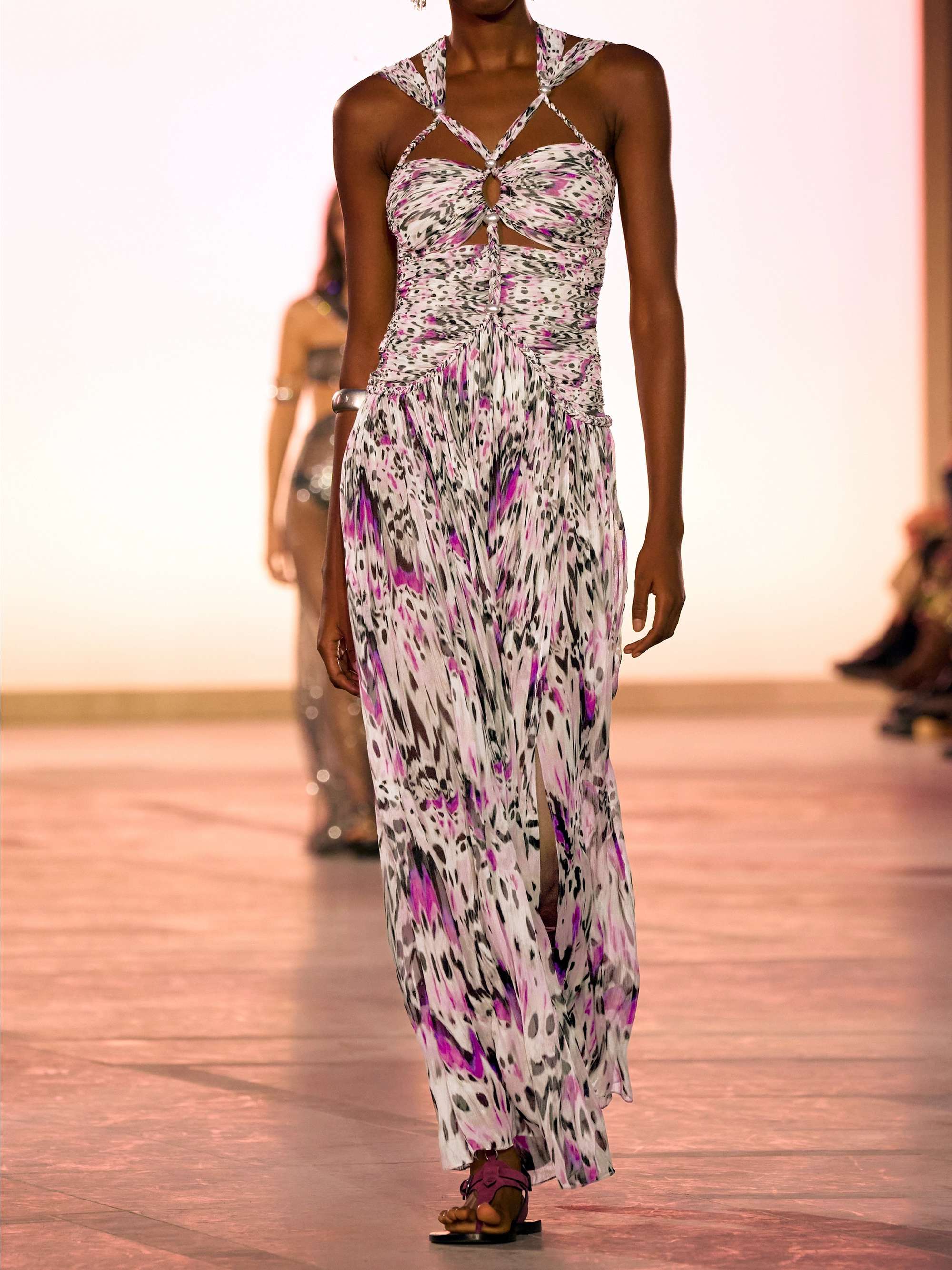 Rafael cutout embellished braided printed silk-crepon maxi dress view