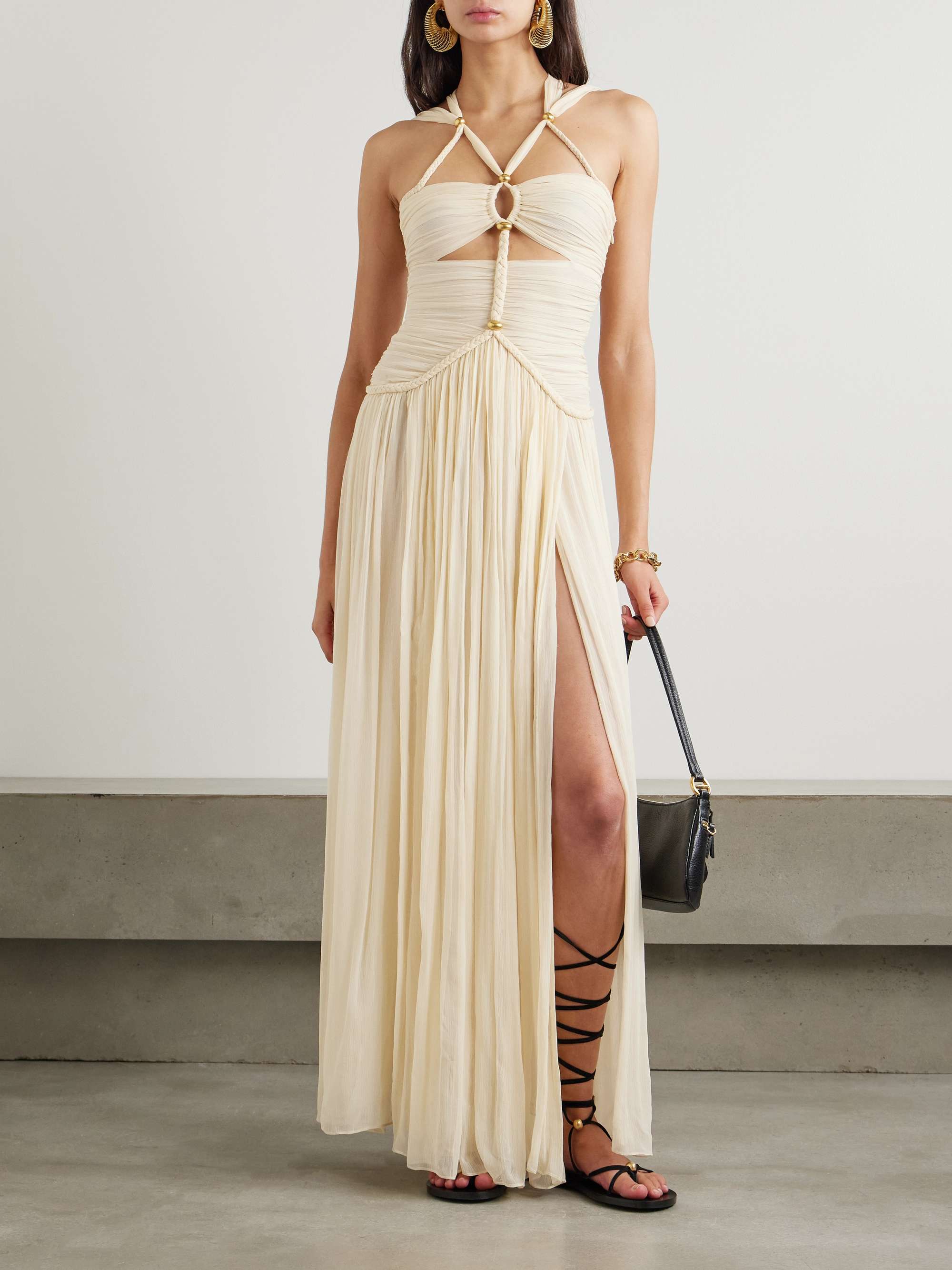 Rafael embellished braided silk-crepon maxi dress view