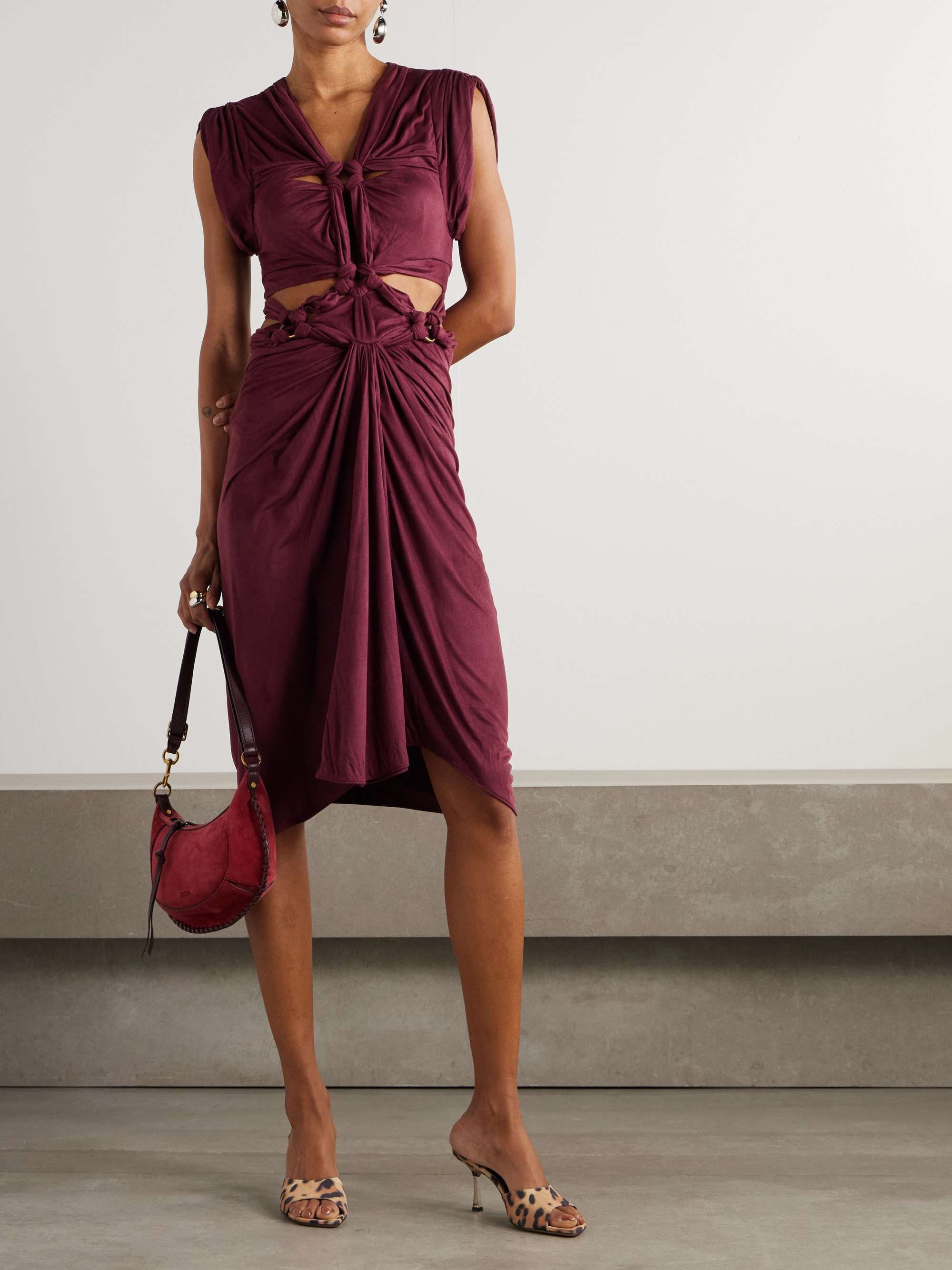 Sirena knotted cutout brushed stretch-jersey midi dress view