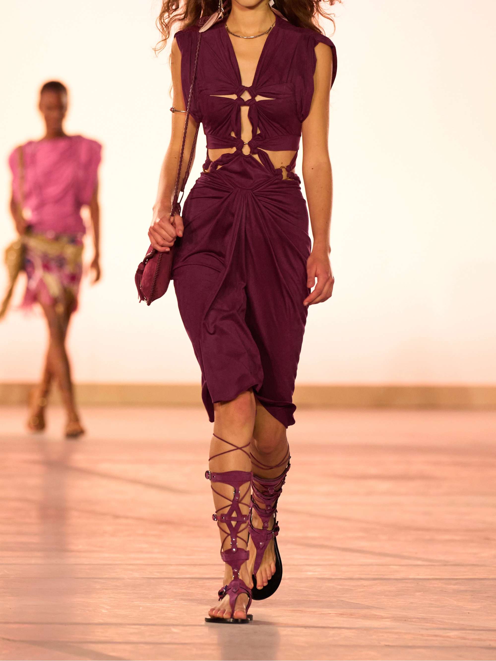 Sirena knotted cutout brushed stretch-jersey midi dress view
