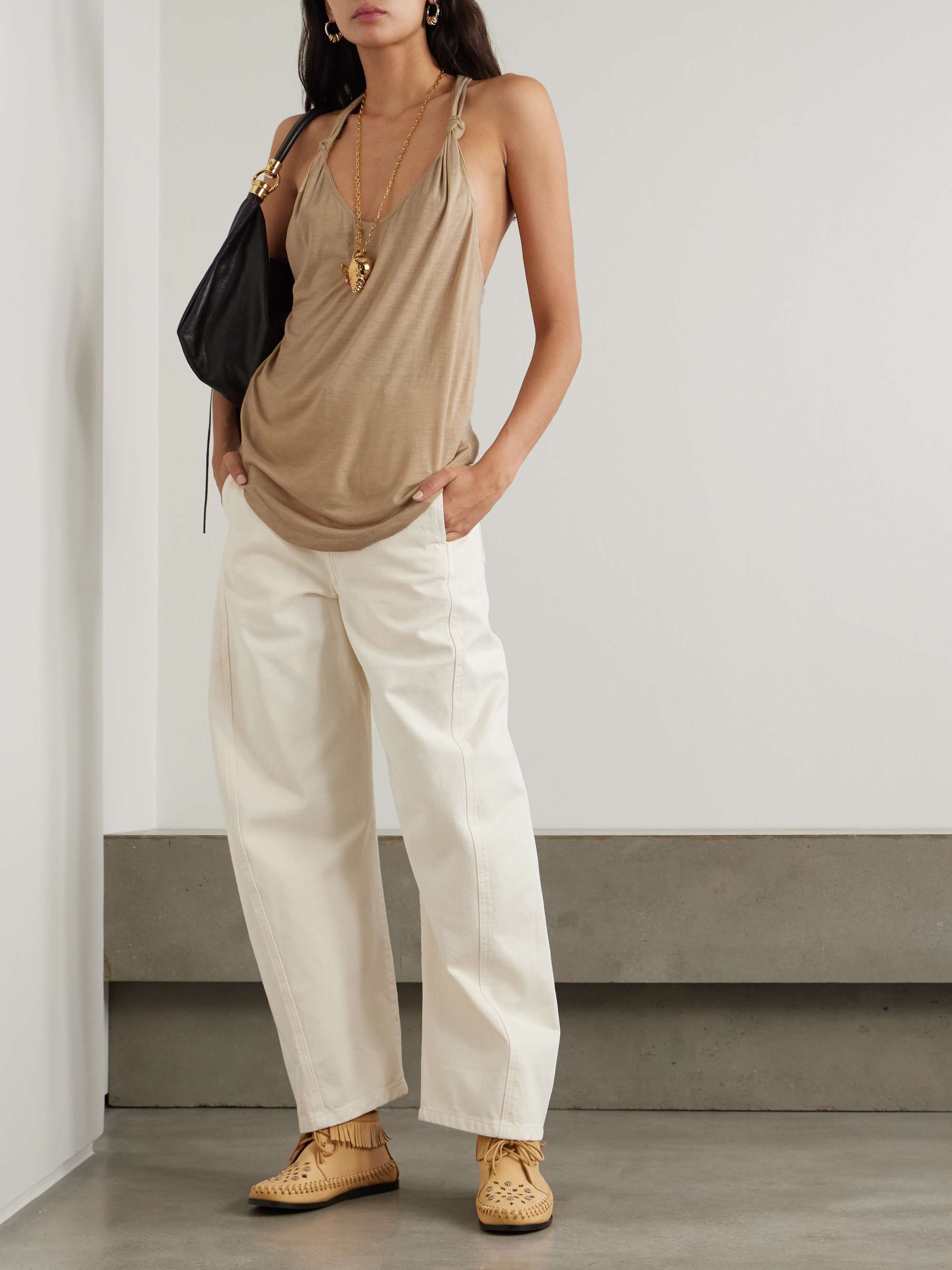 Elody knotted jersey tank top view