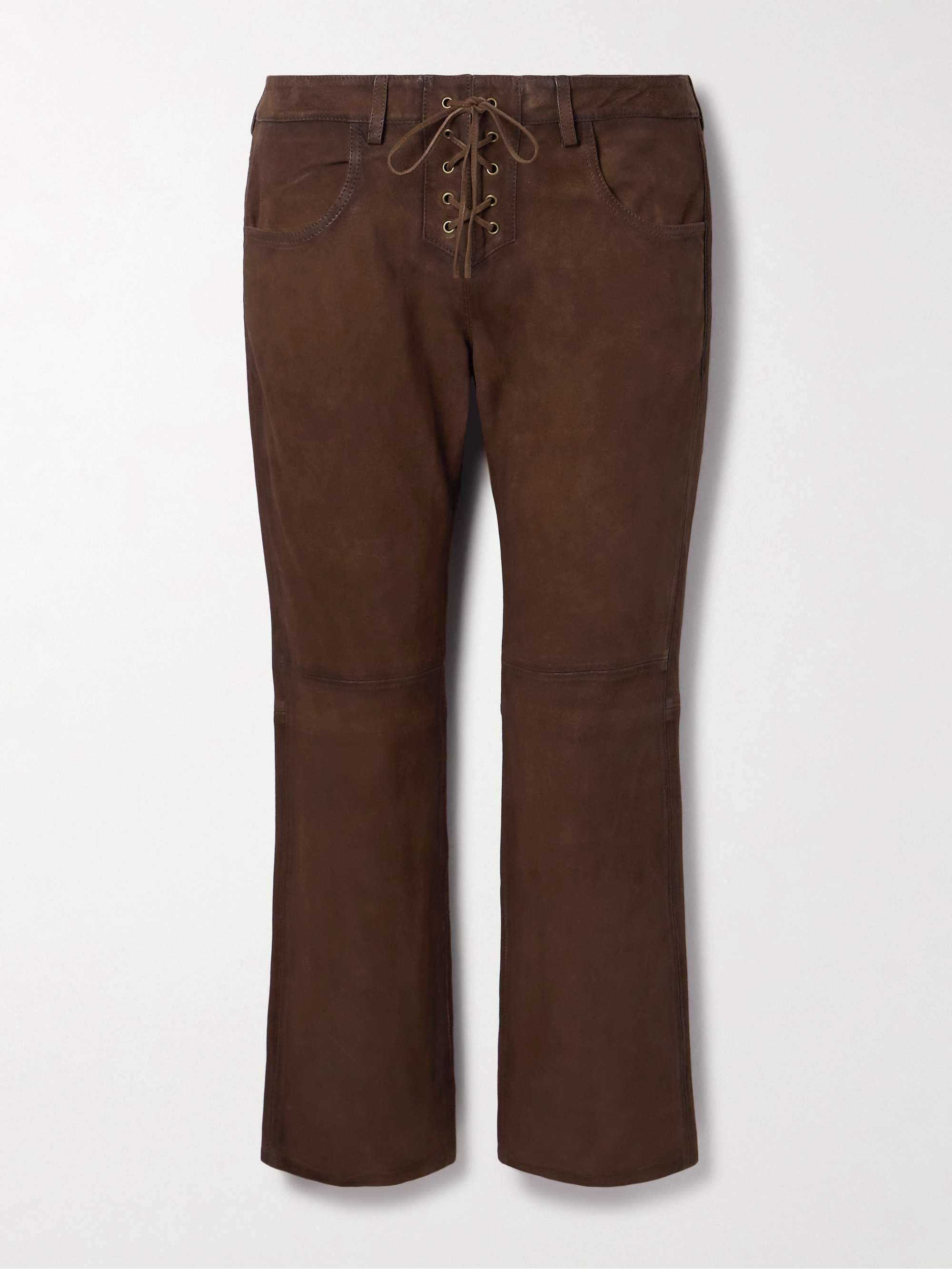 Vanel lace-up suede straight-leg pants view