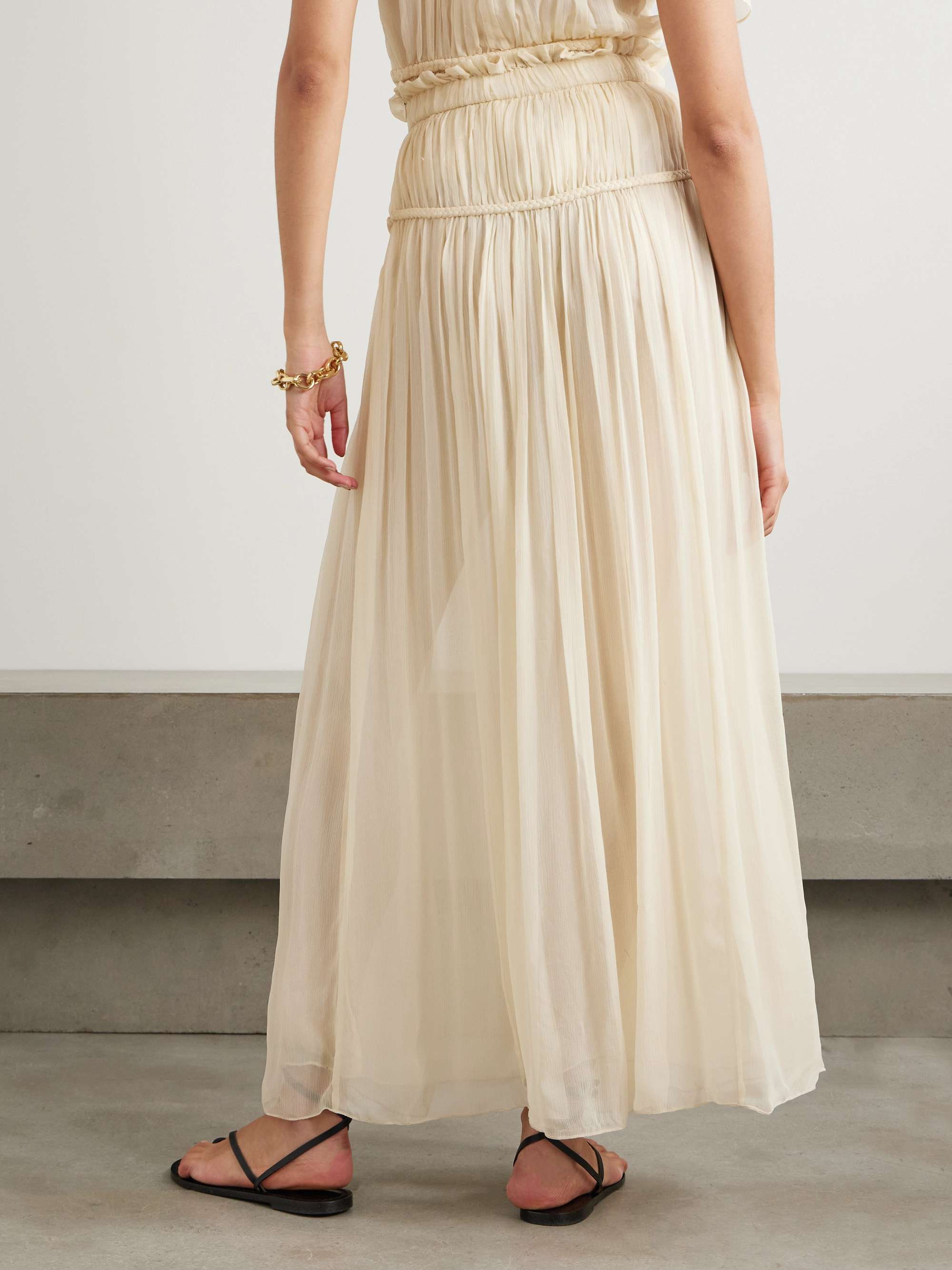 Rolande braided gathered silk-crepon maxi skirt view