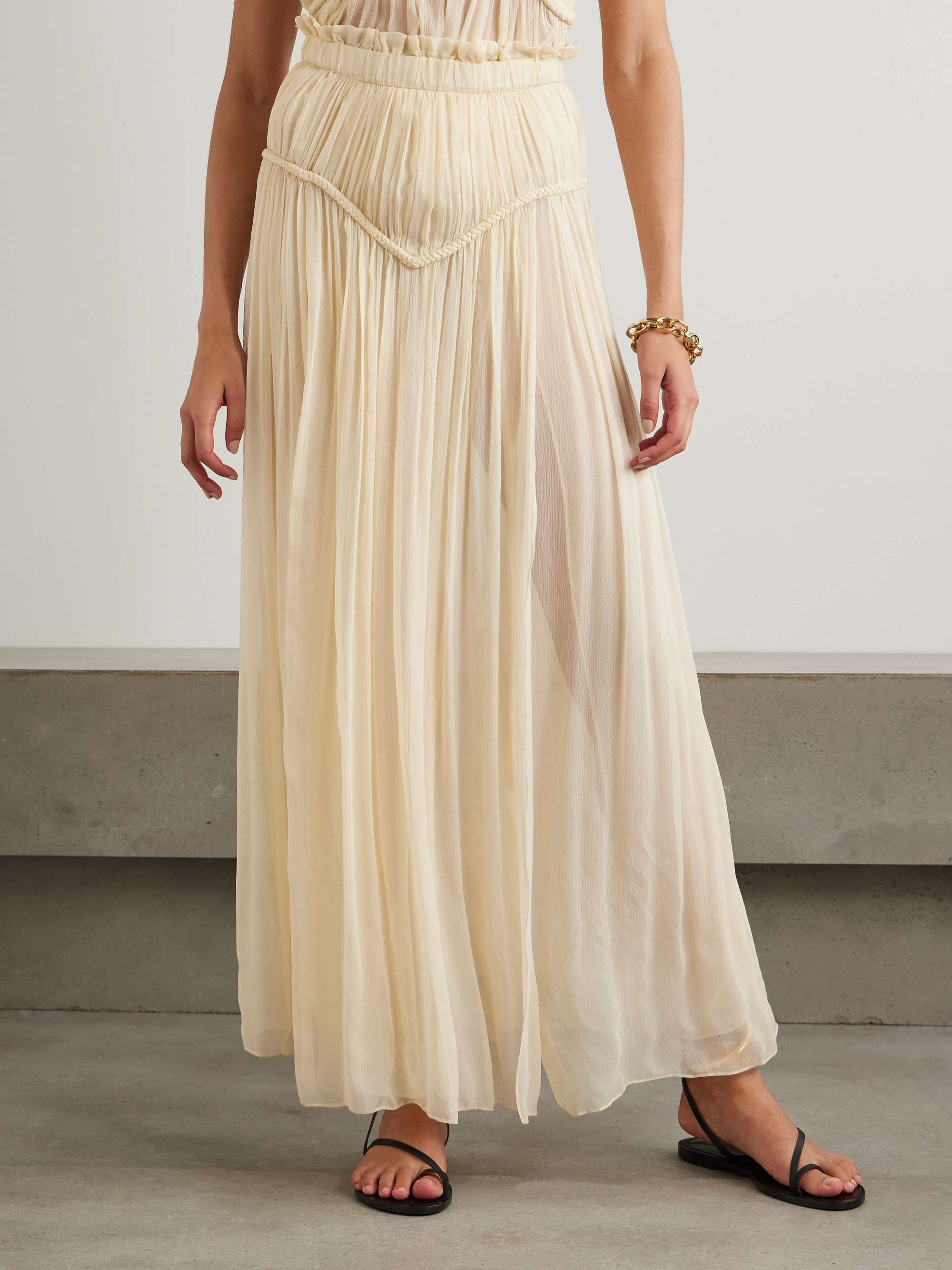 Rolande braided gathered silk-crepon maxi skirt view