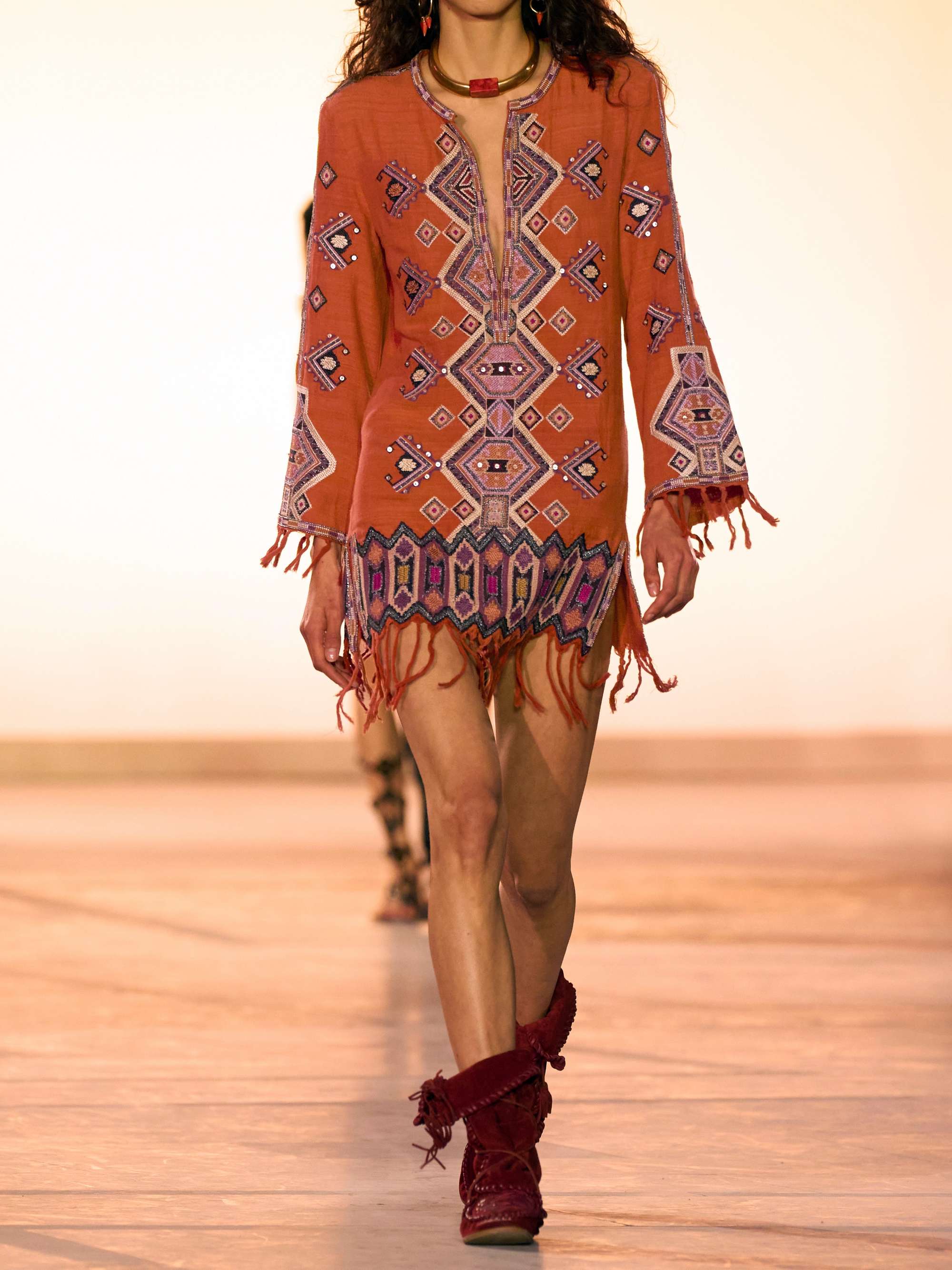 Zayana embellished fringed embroidered silk-gauze tunic view