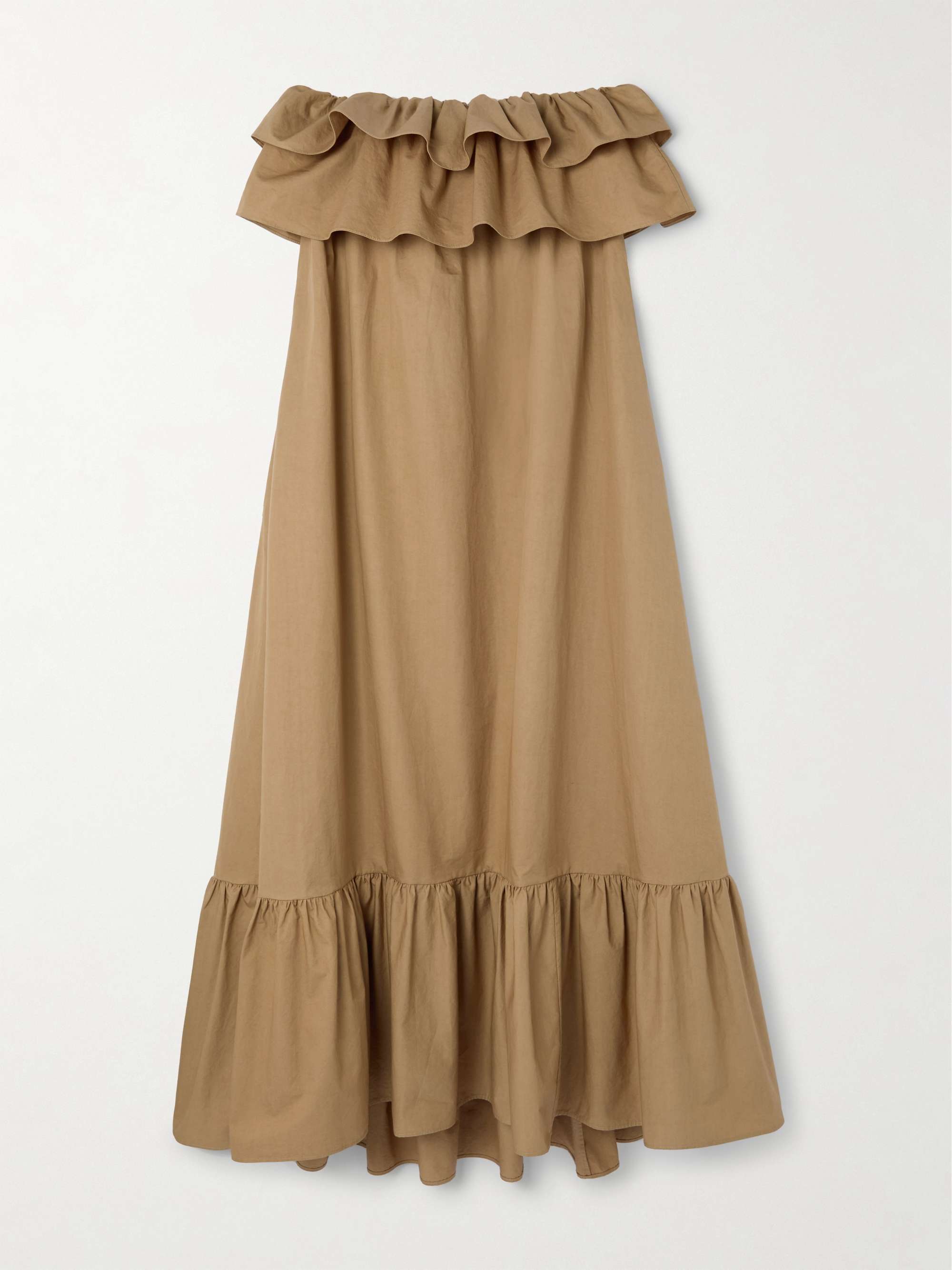 Strapless ruffled cotton-gabardine maxi dress view