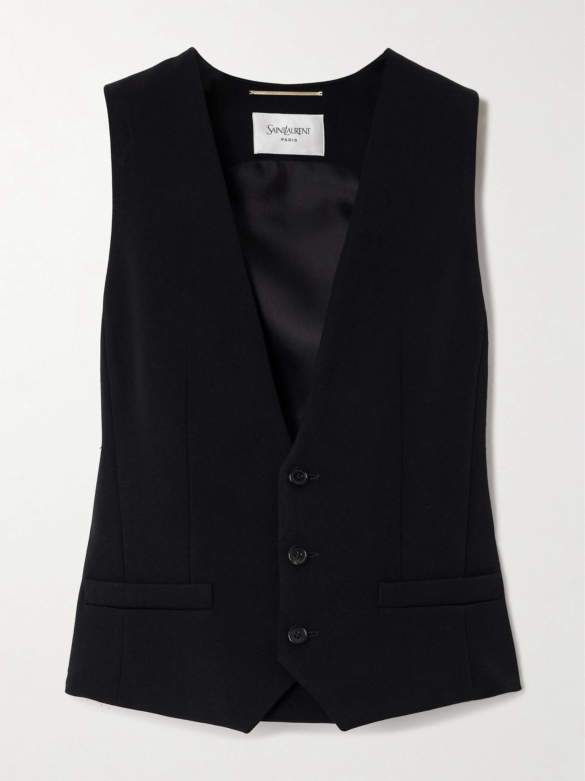 Belted grain de poudre wool vest view