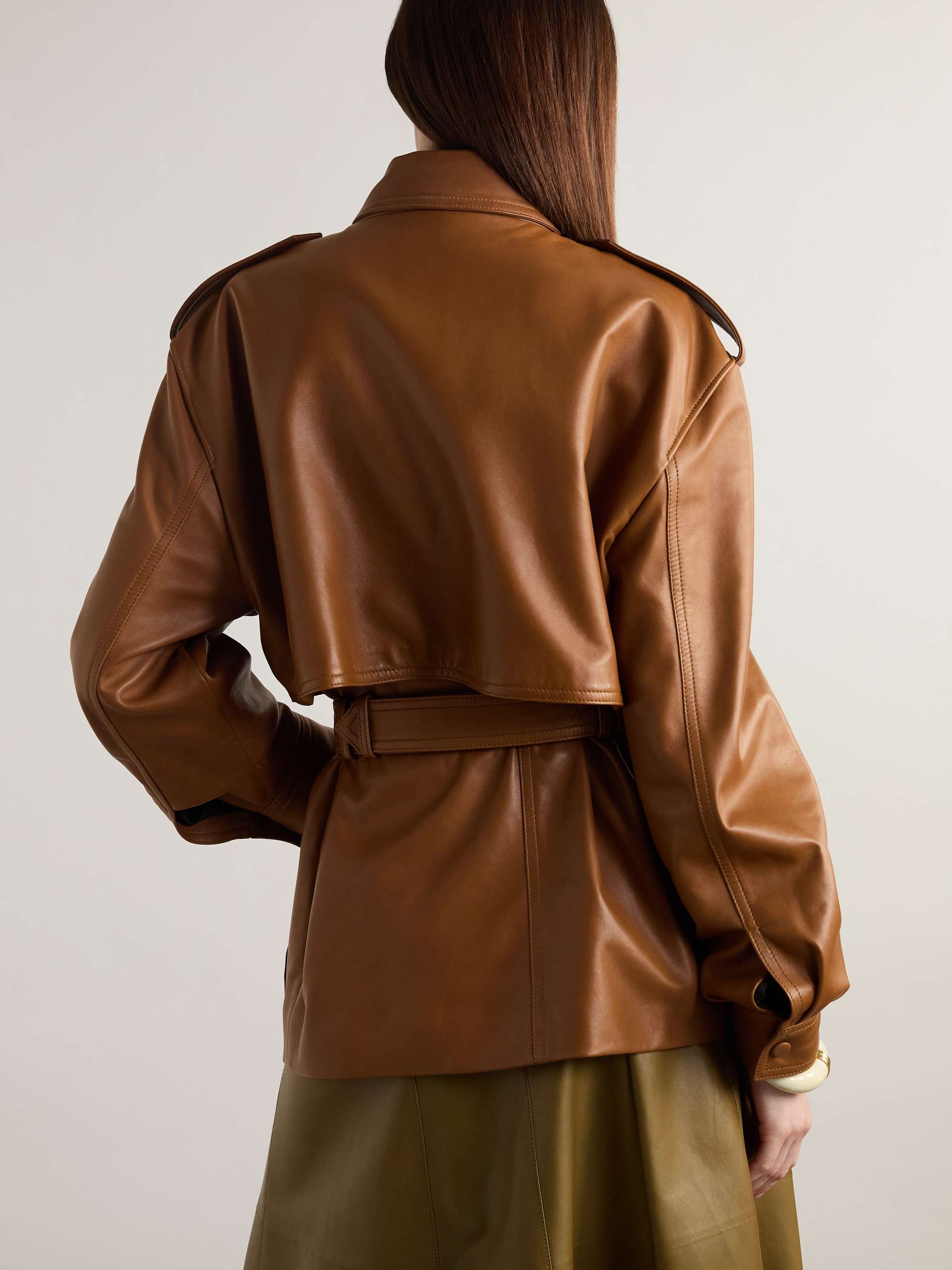 Belted leather jacket view