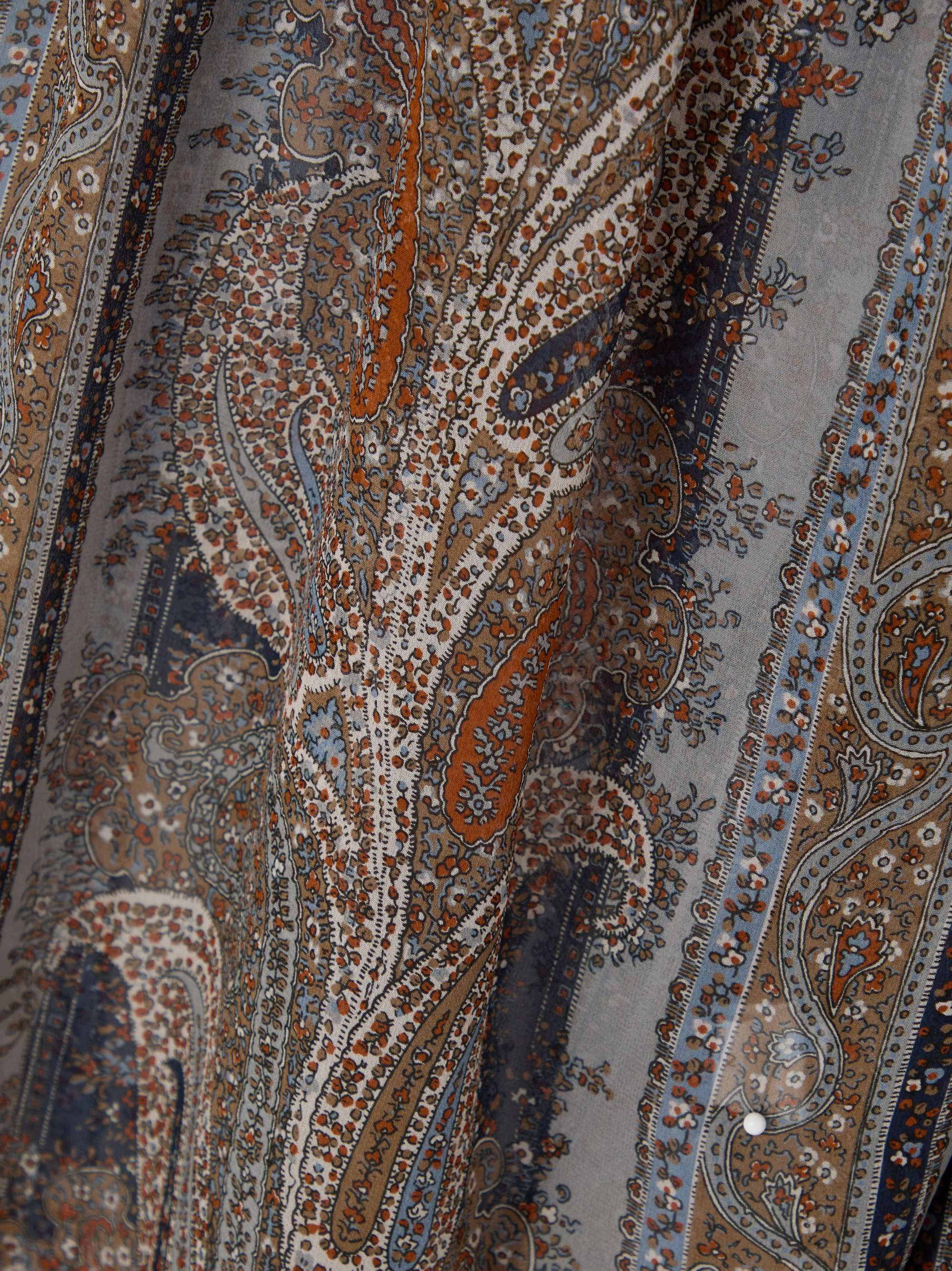 Ruched paisley-print silk blouse view