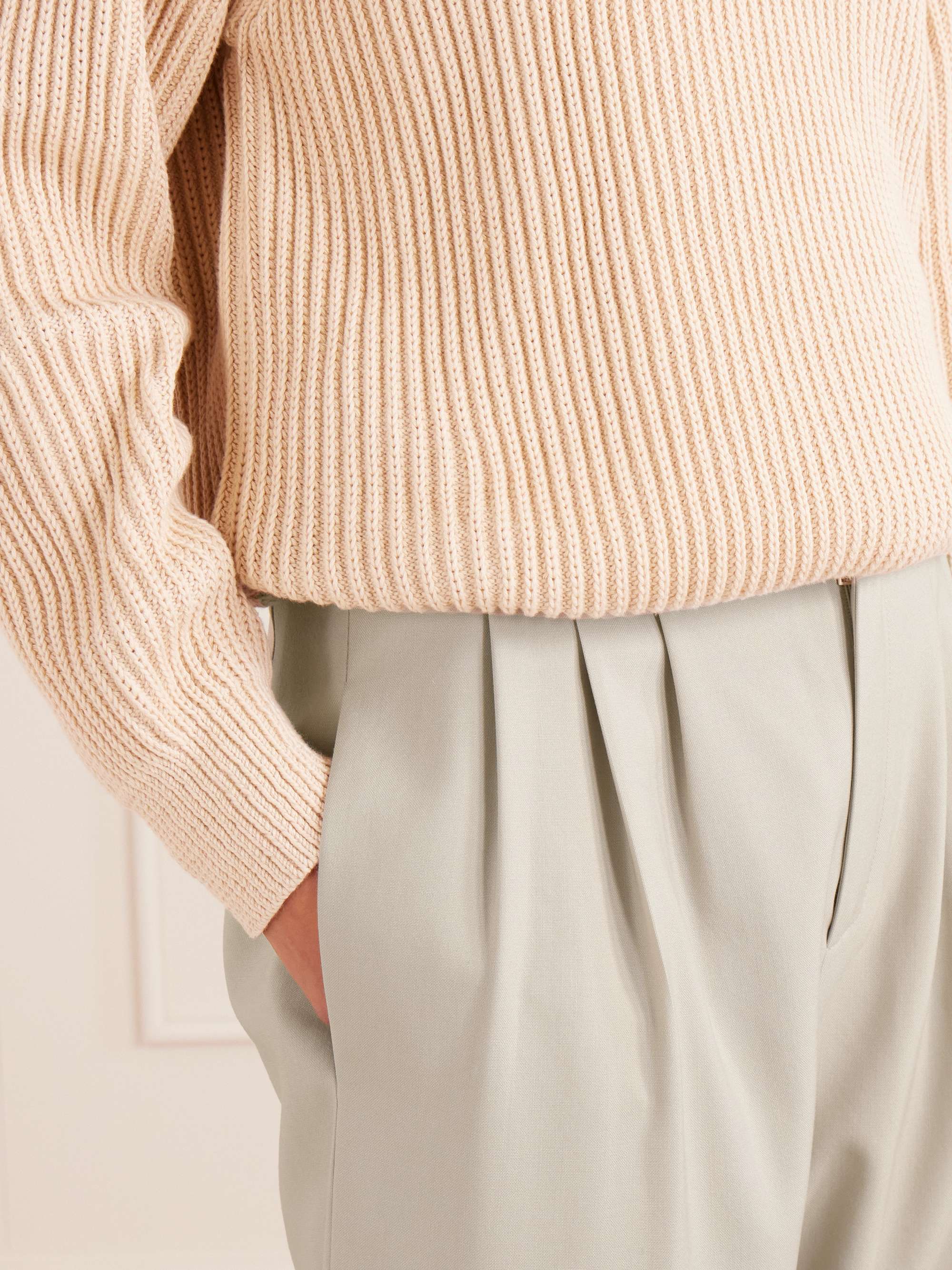 Pleated wool straight-leg pants view
