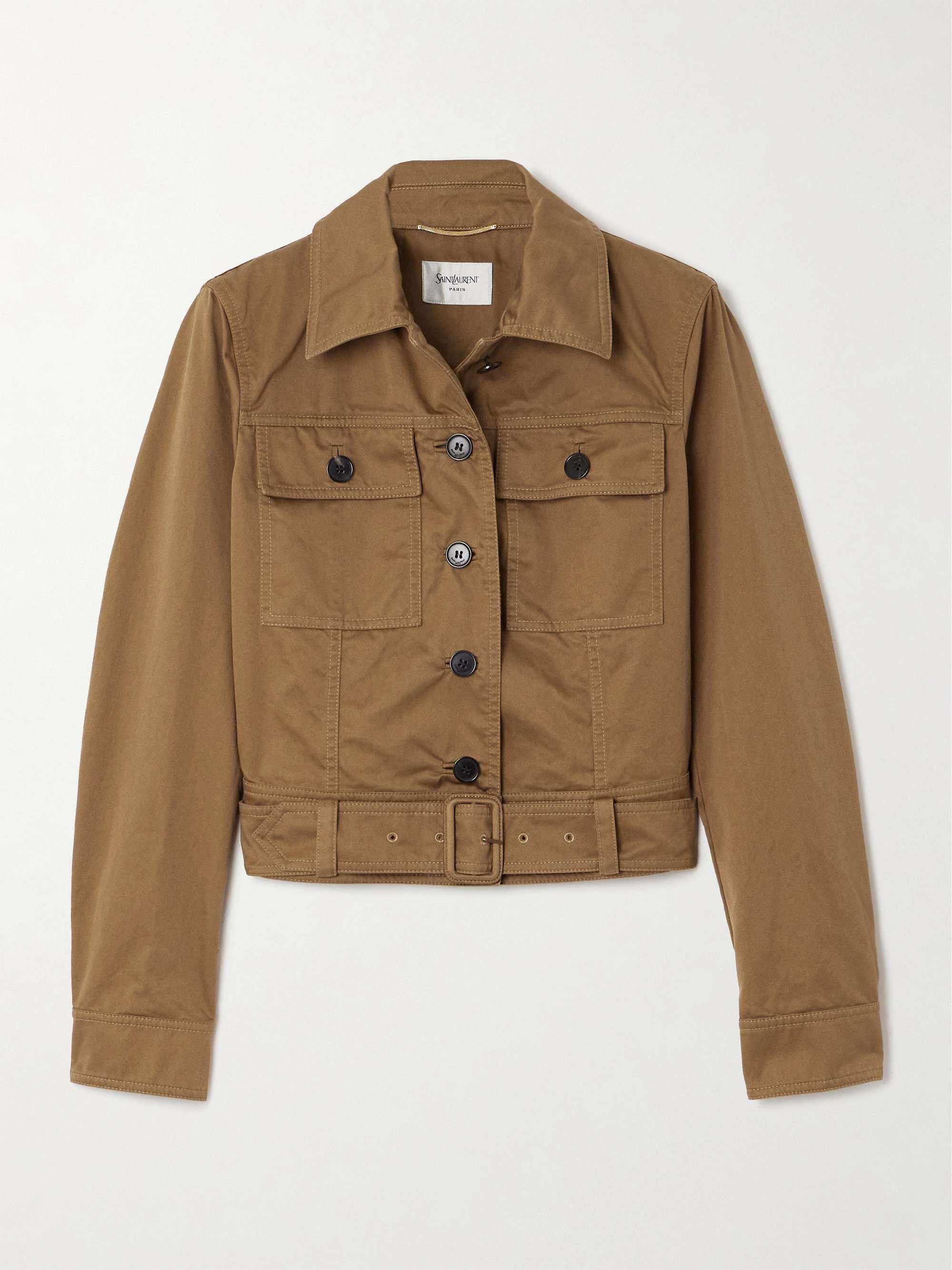 Cropped belted organic cotton-twill jacket view