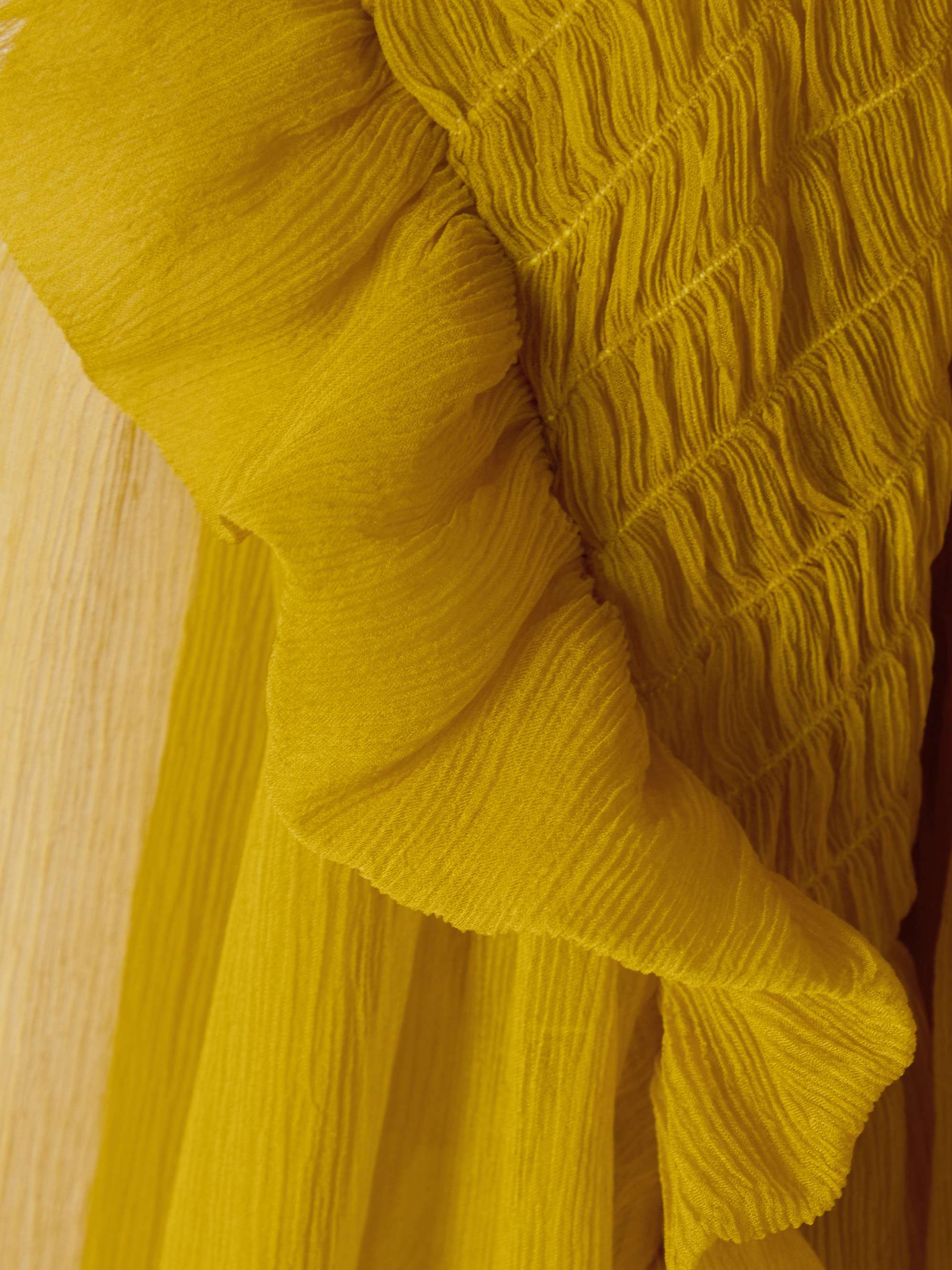 Smocked ruffled silk-crepon blouse view