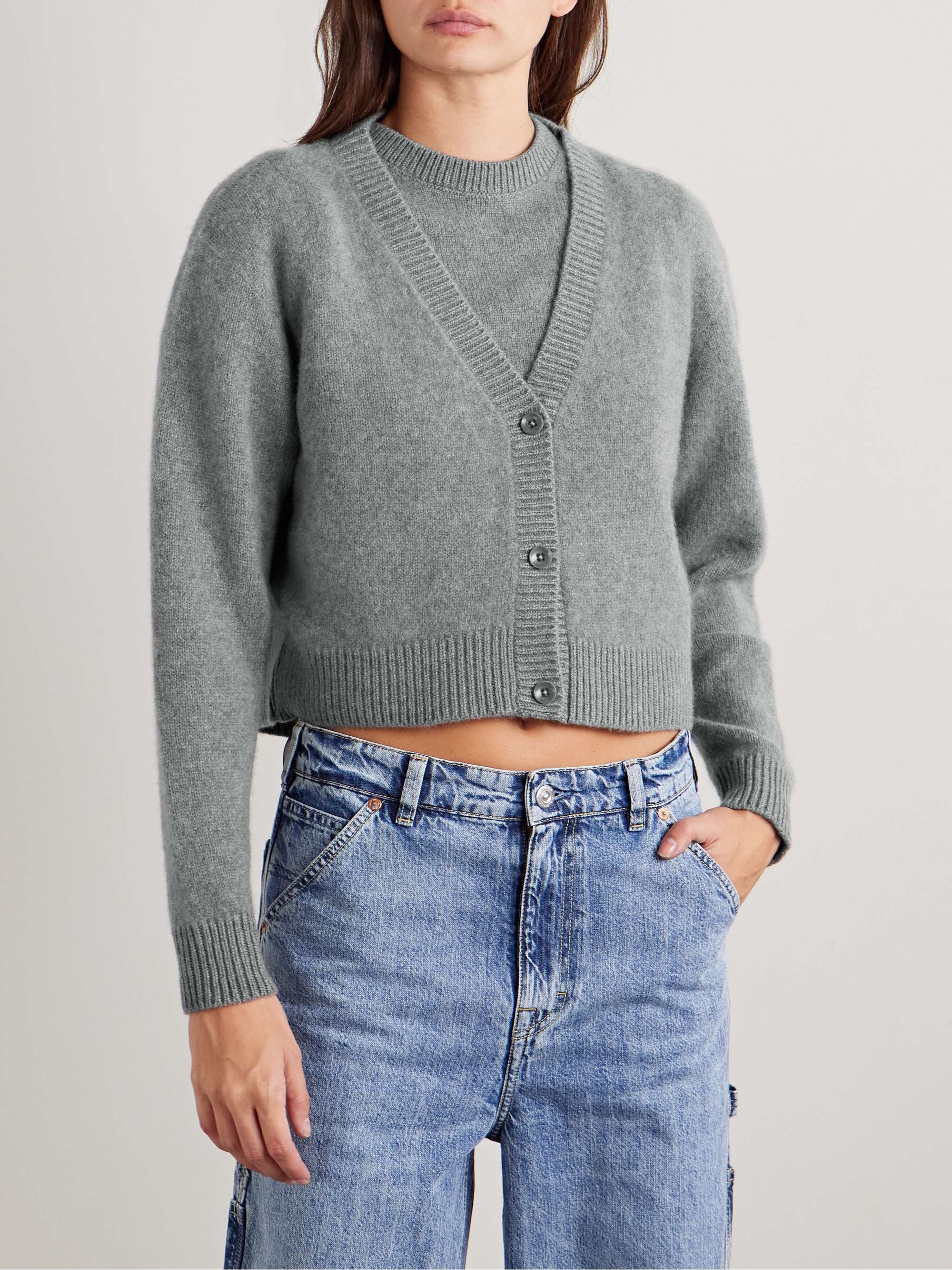 Cashmere cropped cardigan view