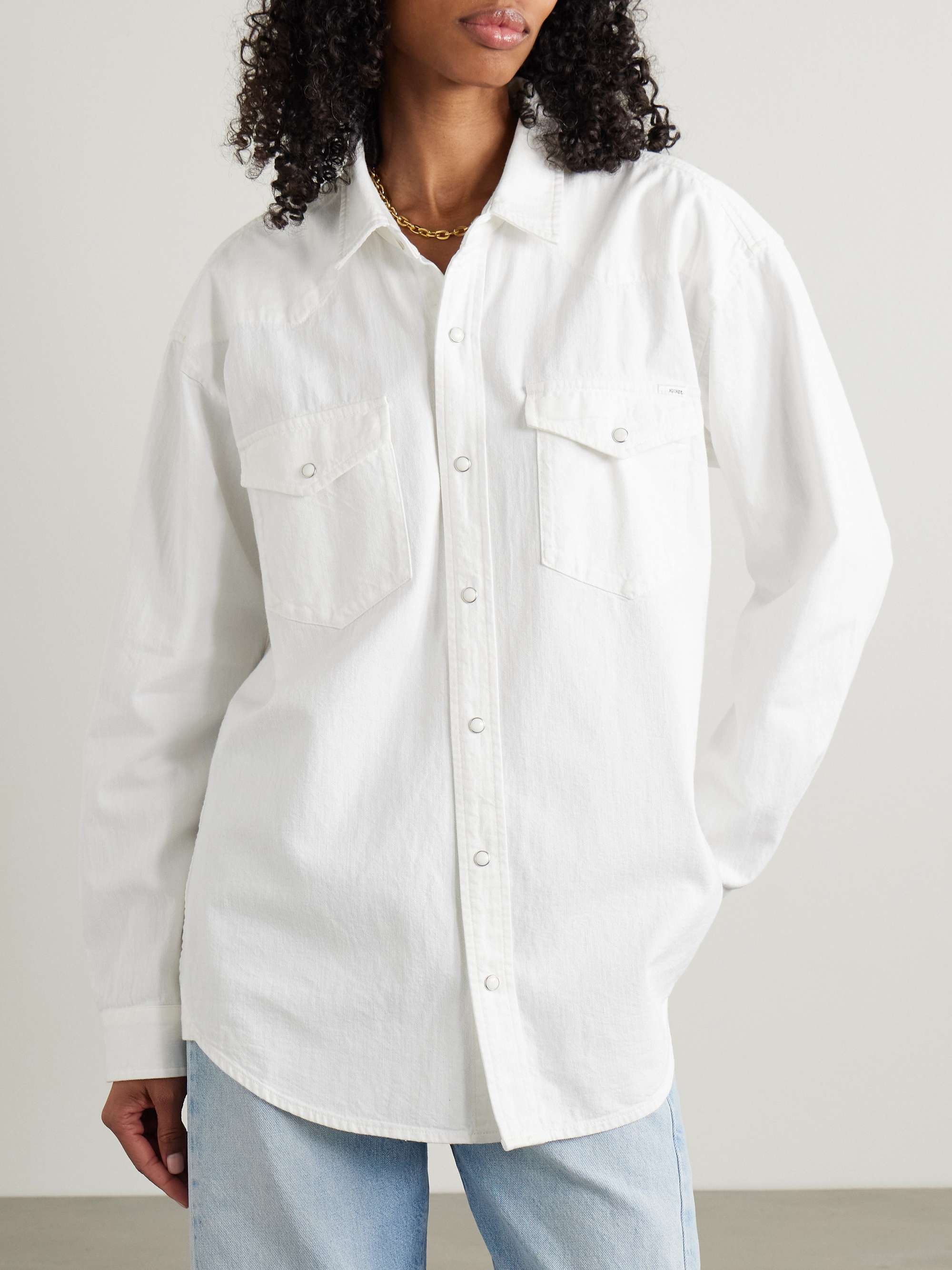 The Exes and Oh's denim shirt view