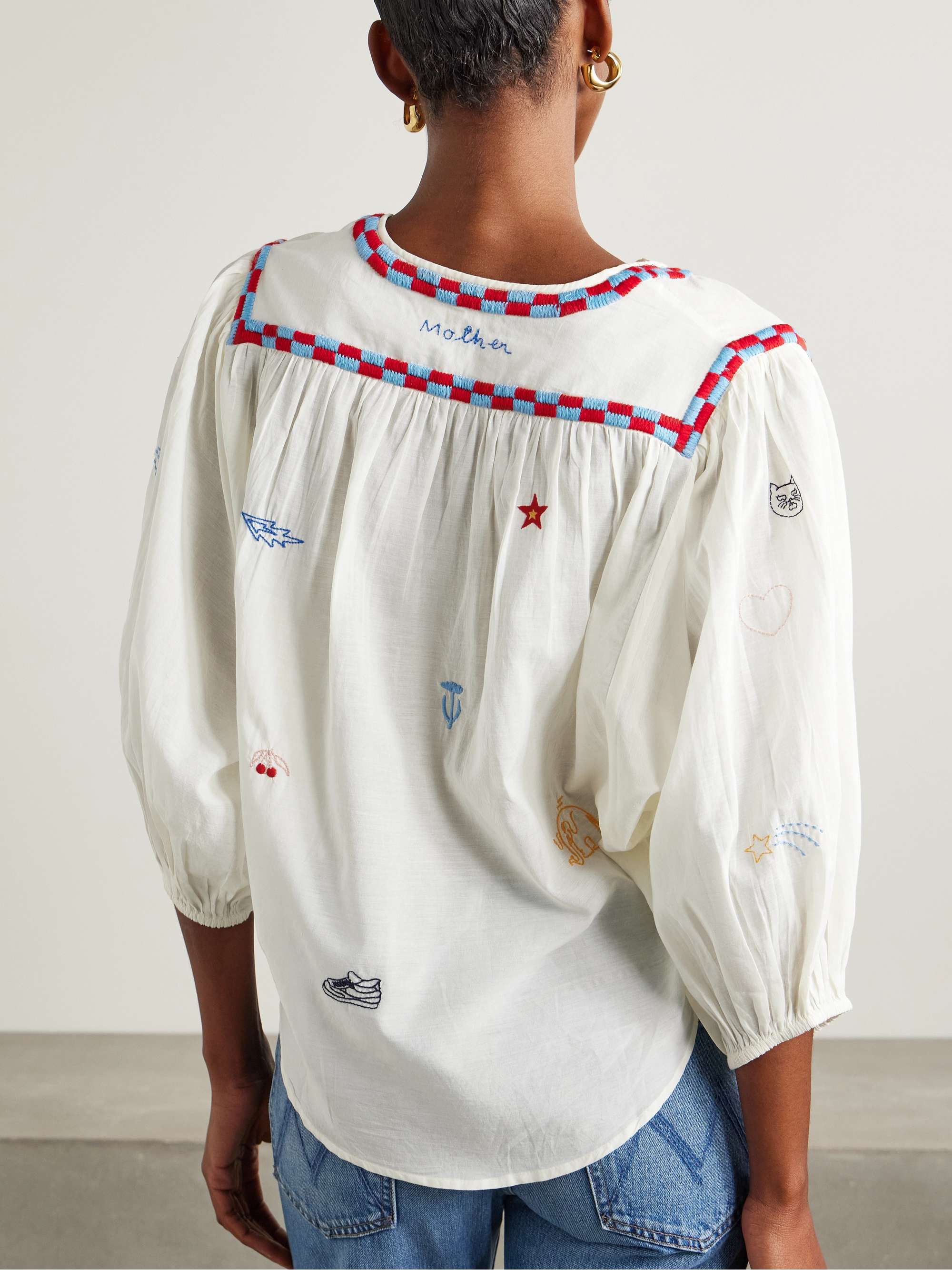 The Breeze embroidered cotton-blend voile blouse view