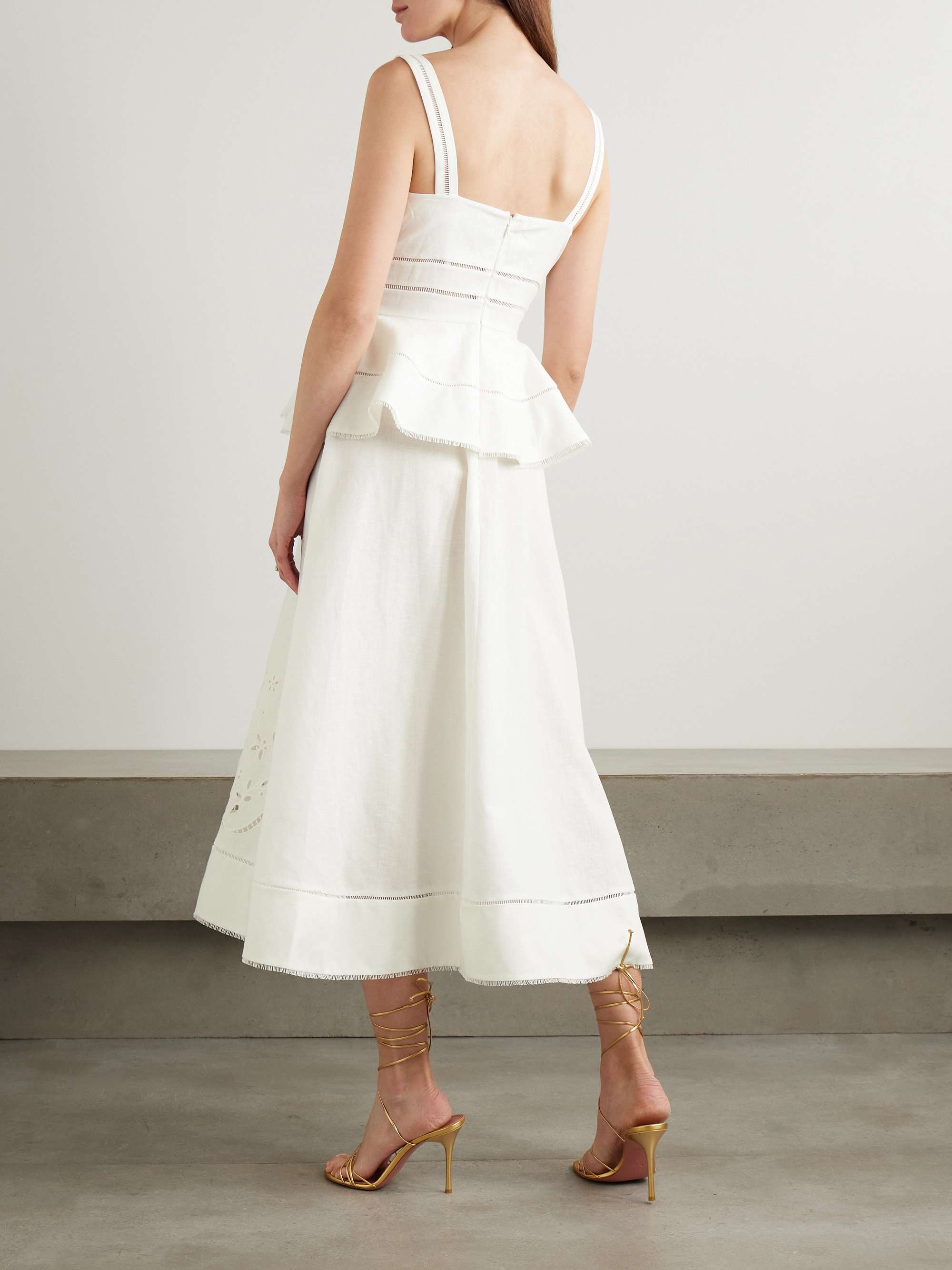 Embellished broderie anglaise linen and cotton-blend midi dress view