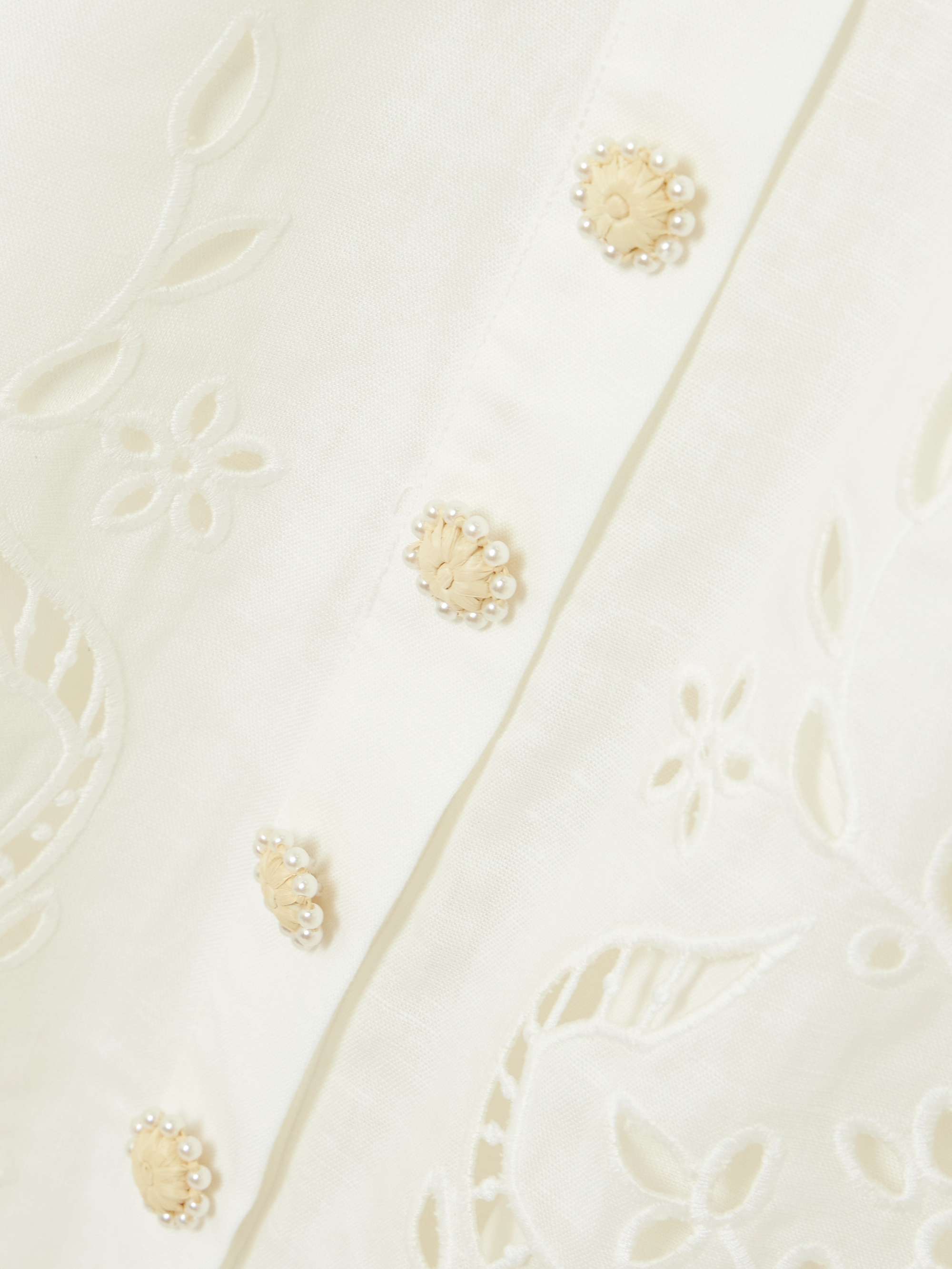 Embellished broderie anglaise linen and cotton-blend midi dress view
