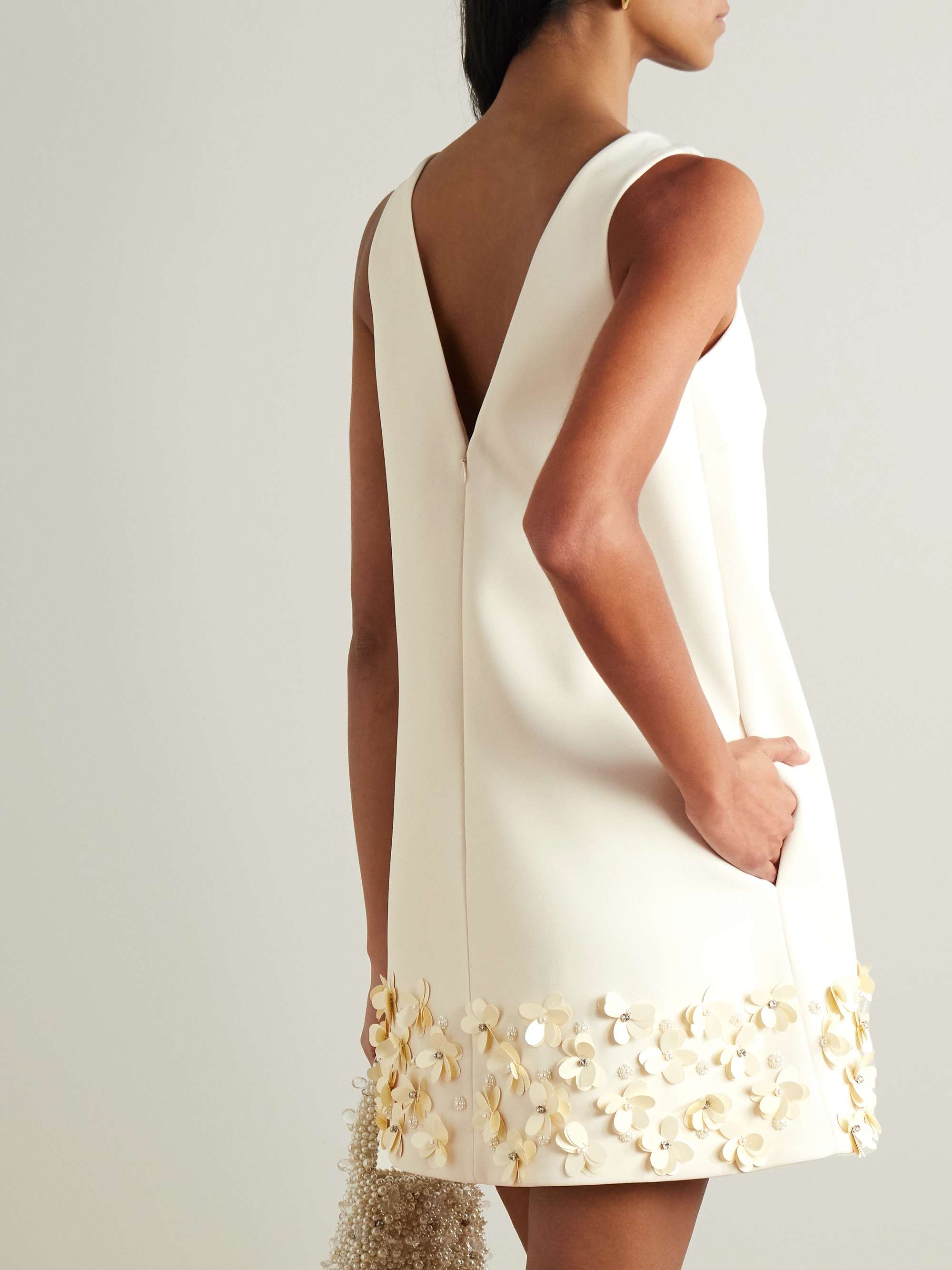 Embellished crepe mini dress view