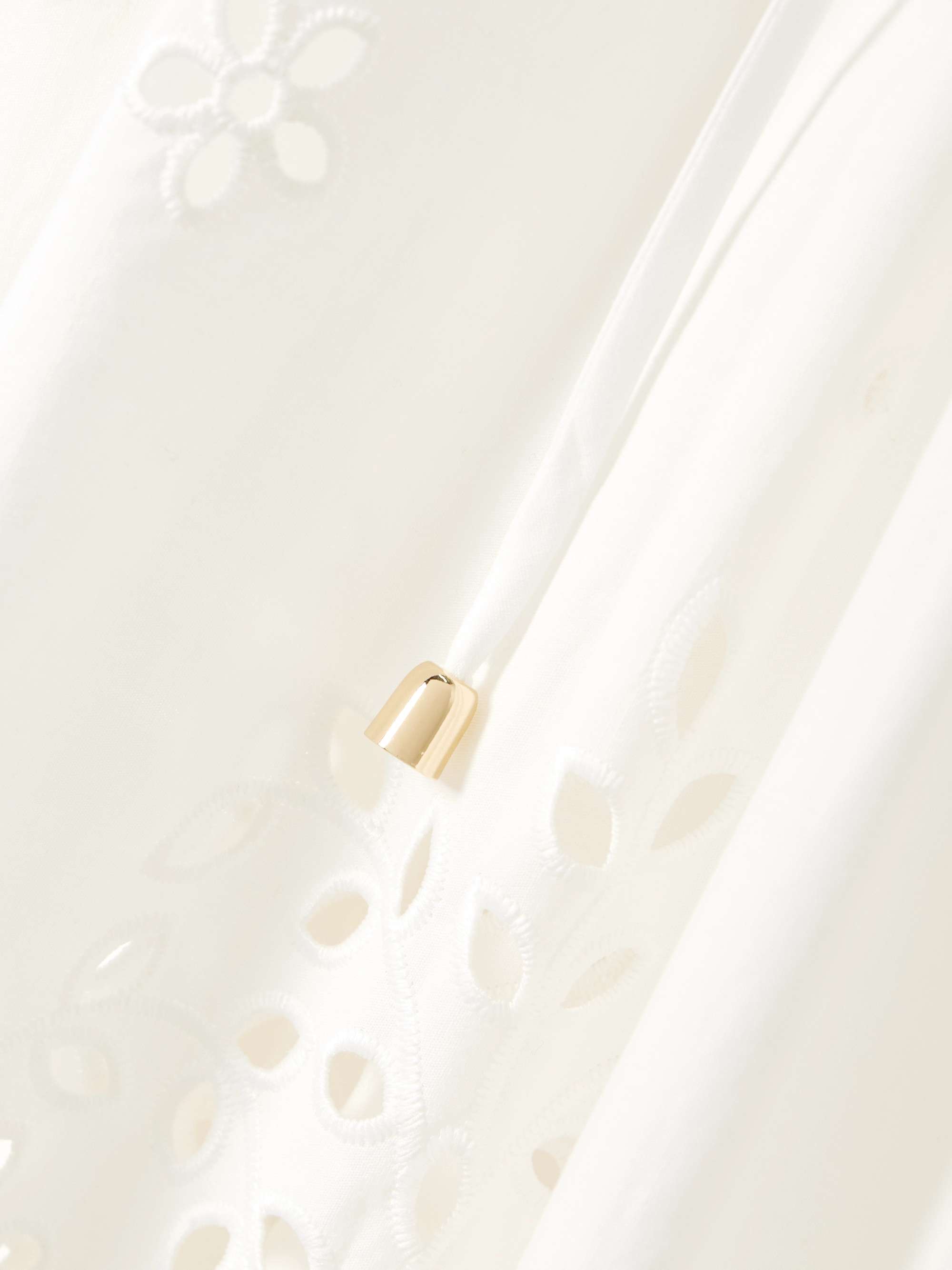 Embellished tie-detailed broderie anglaise cotton midi skirt view