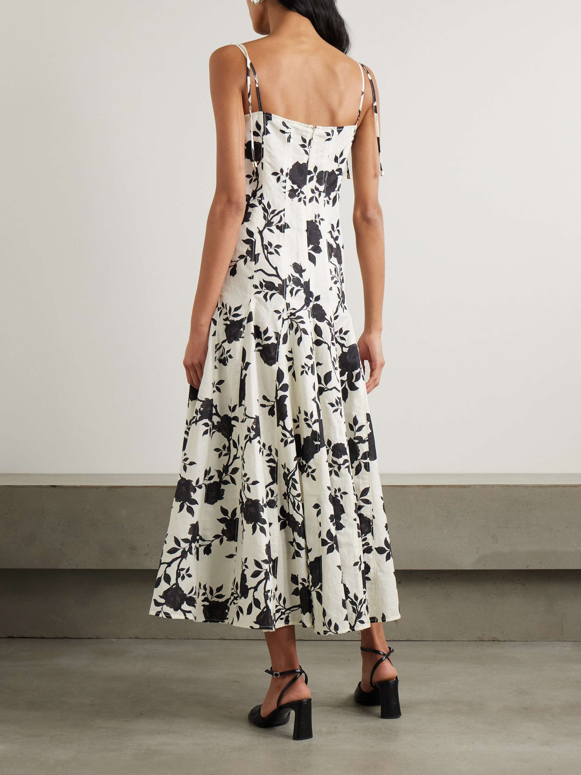 Floral-print linen and cotton-blend midi dress view