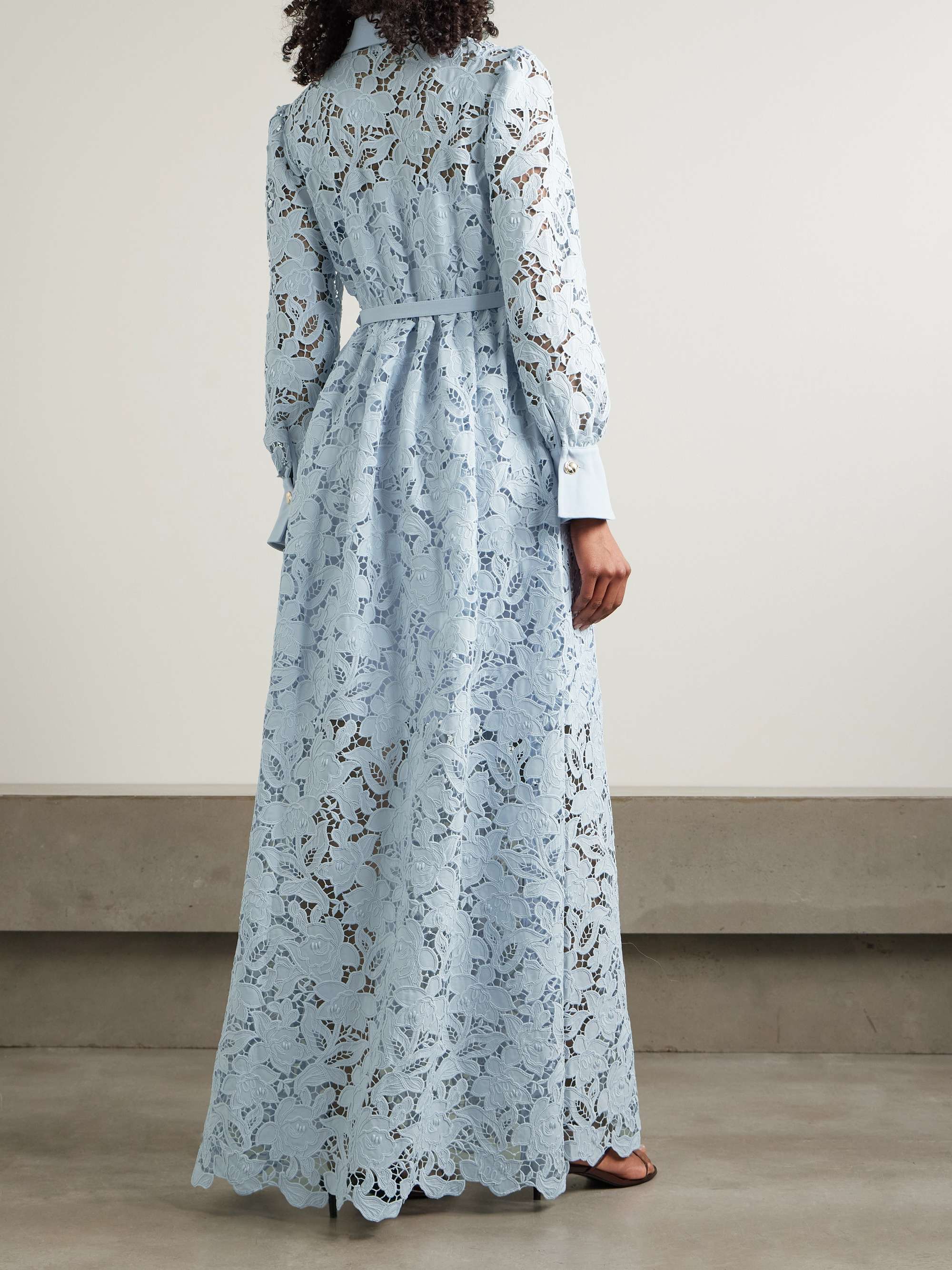 Belted corded lace maxi dress view