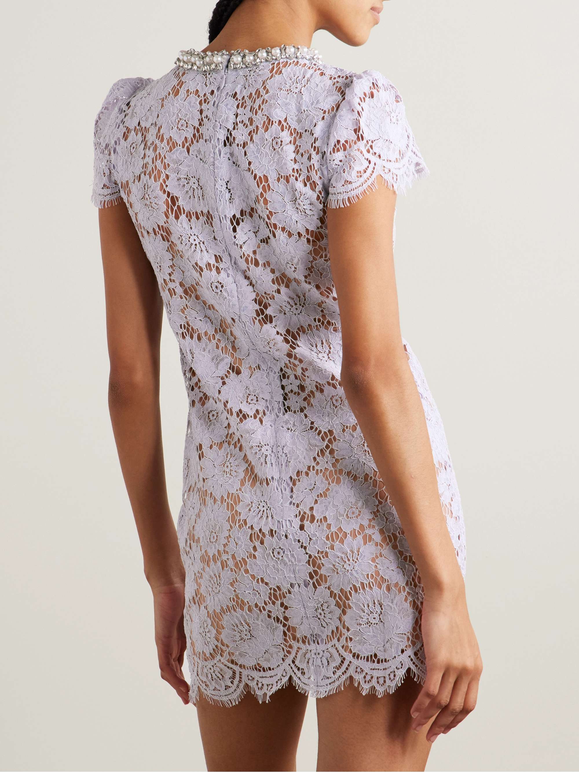 Embellished corded lace mini dress view
