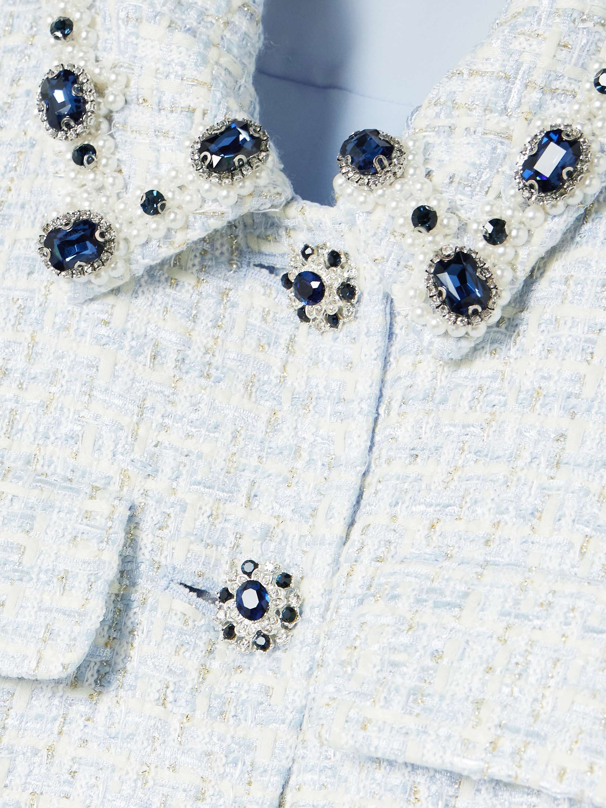 Crystal-embellished metallic bouclé-tweed mini dress view