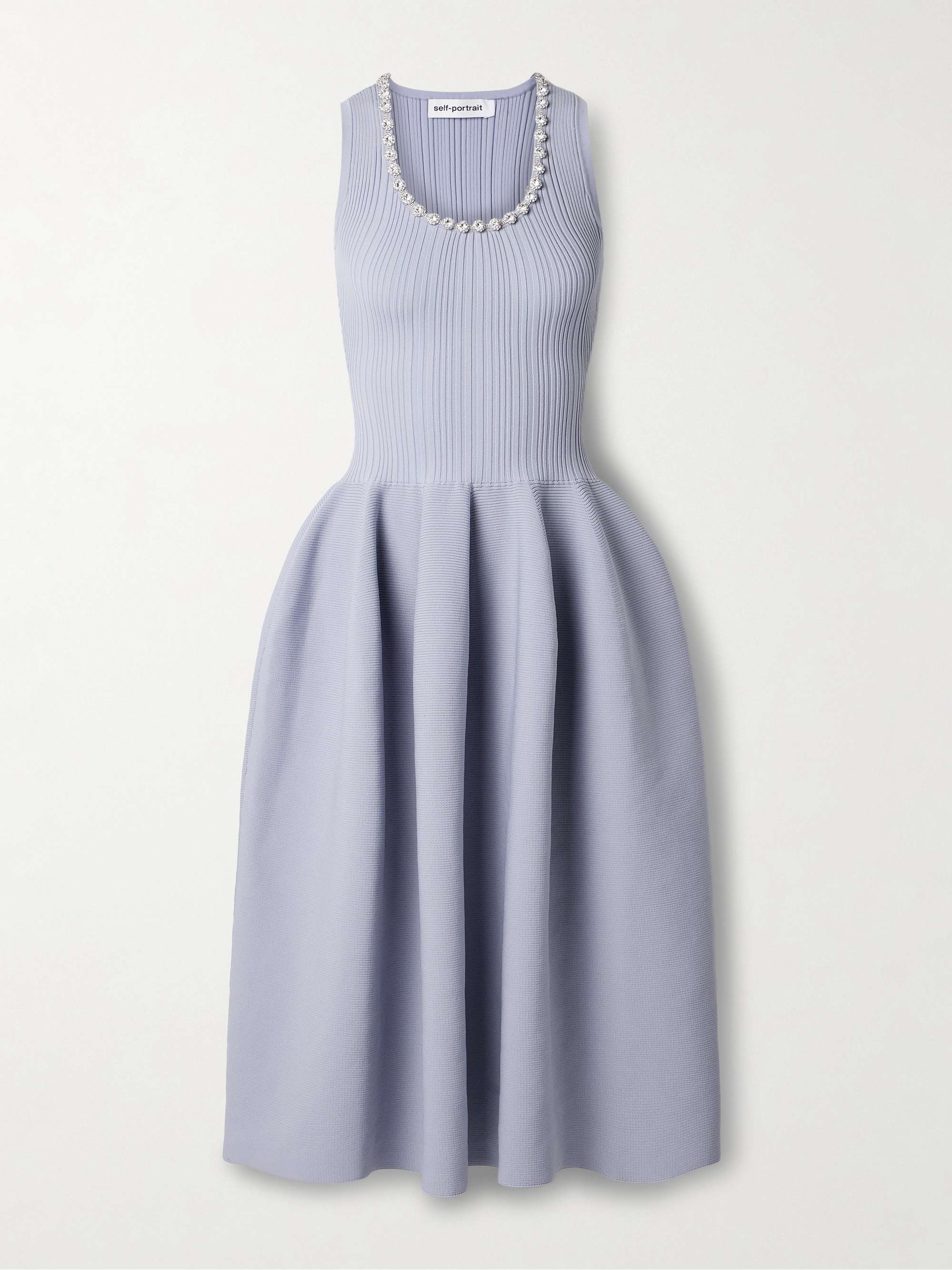 Crystal-embellished ribbed stretch-knit midi dress view