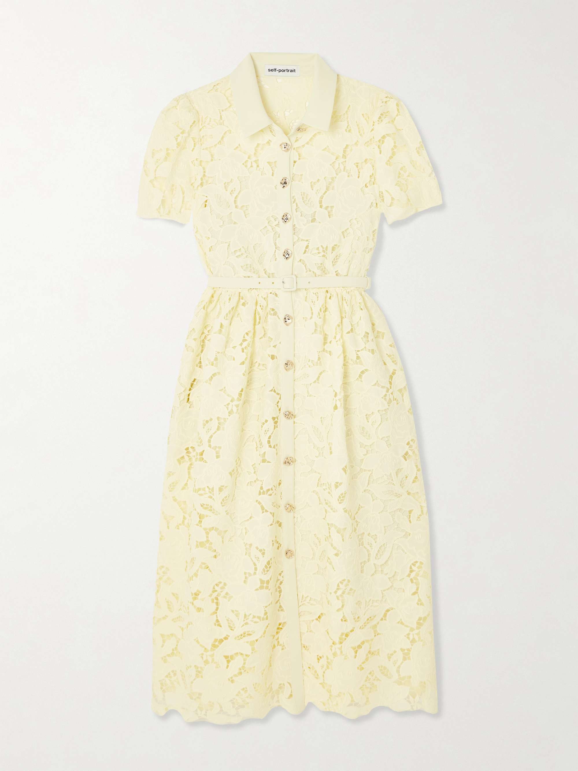 Belted corded lace midi dress view